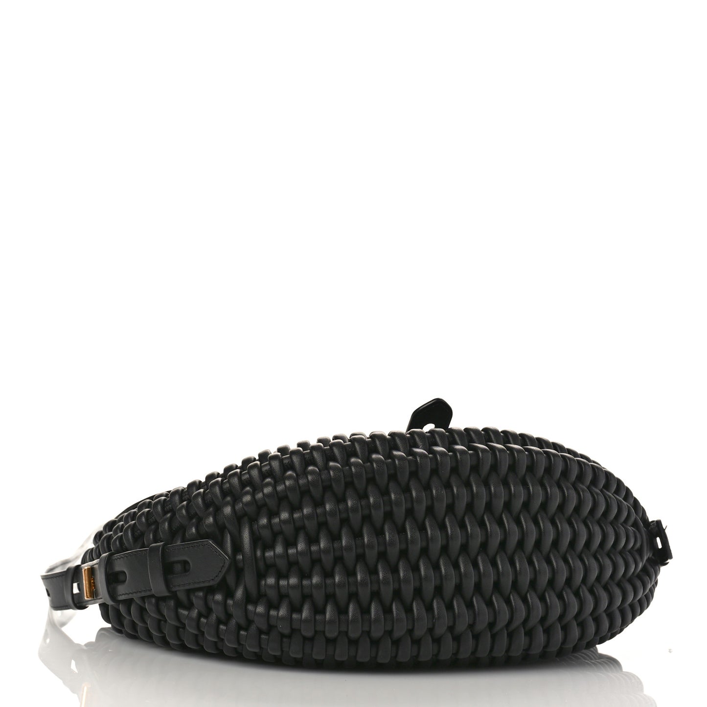 Calfskin Woven T-Twist Crossbody Black