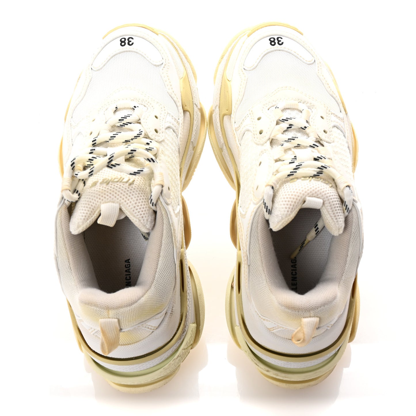Fabric Mesh Womens Triple S Sneakers 38 White