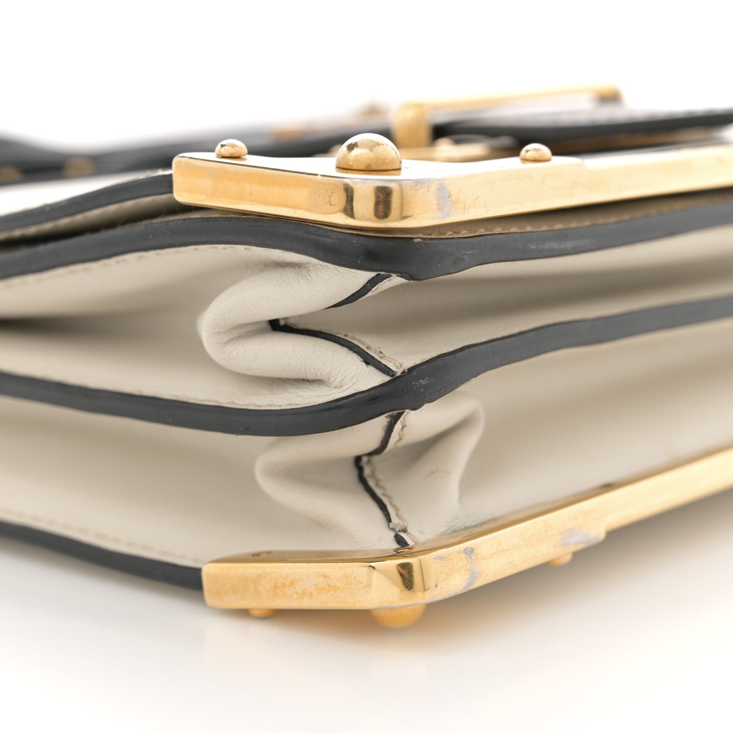 City Calfskin Saffiano Cahier Bag White Black
