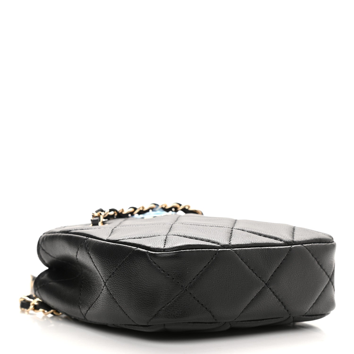 Chanel Lambskin Quilted Tiny Shopping Clutch With Chain Black 4 of 9