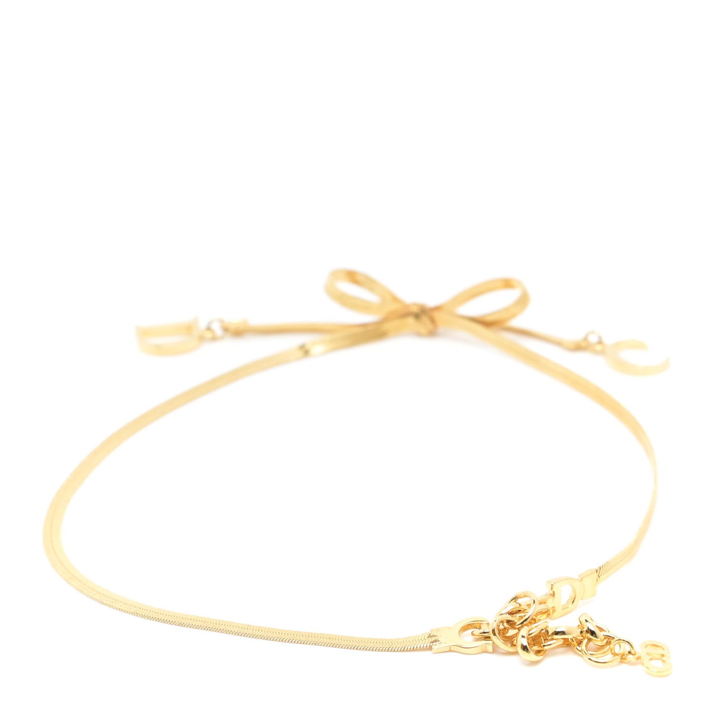 Bow CD Necklace Gold