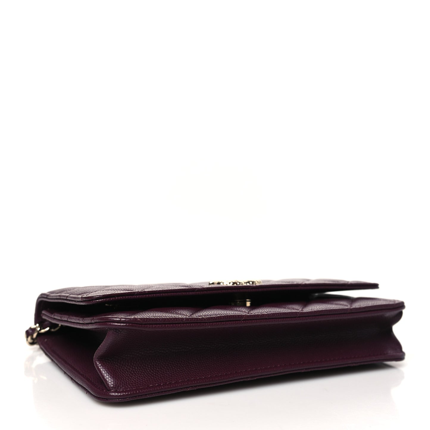 Caviar Quilted Chain Embossed CC Wallet On Chain WOC Burgundy