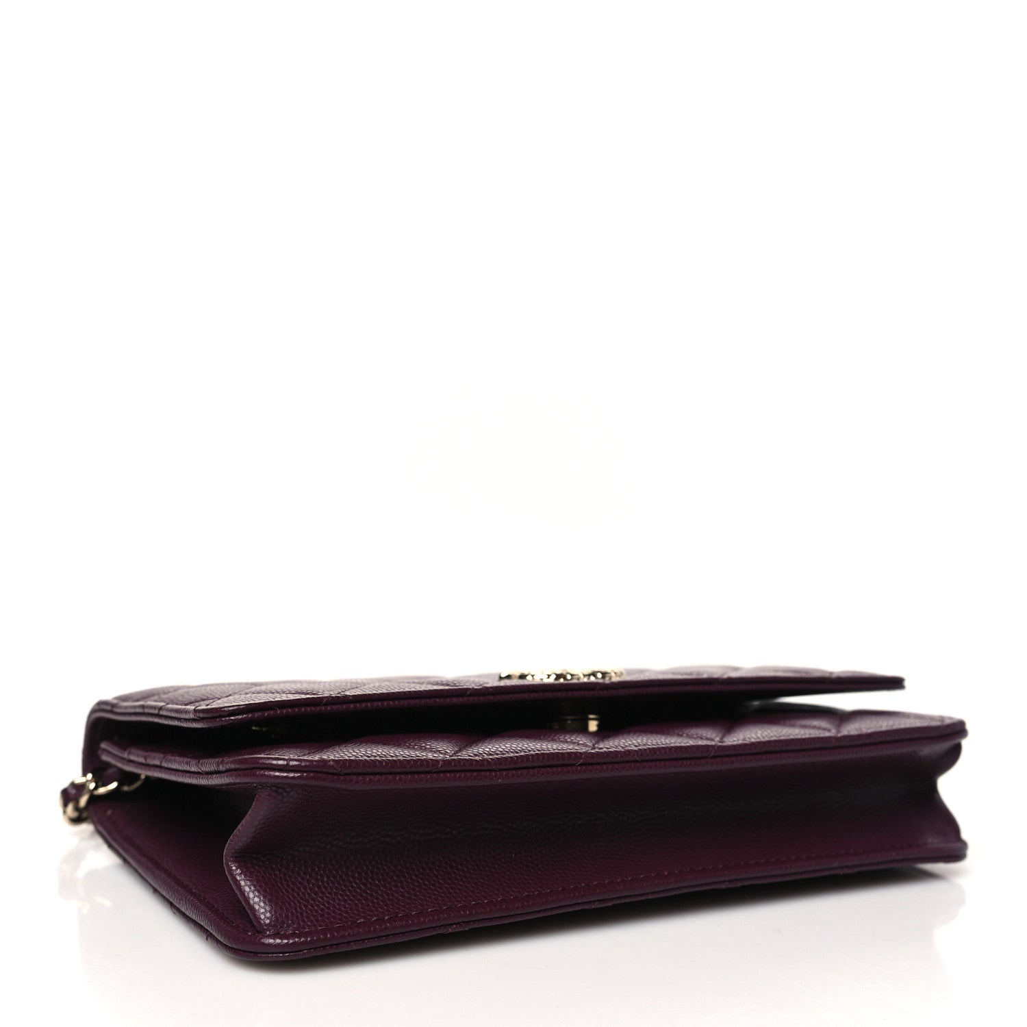 Chanel Caviar Quilted Chain Embossed CC Wallet On Chain WOC Burgundy 4 of 12