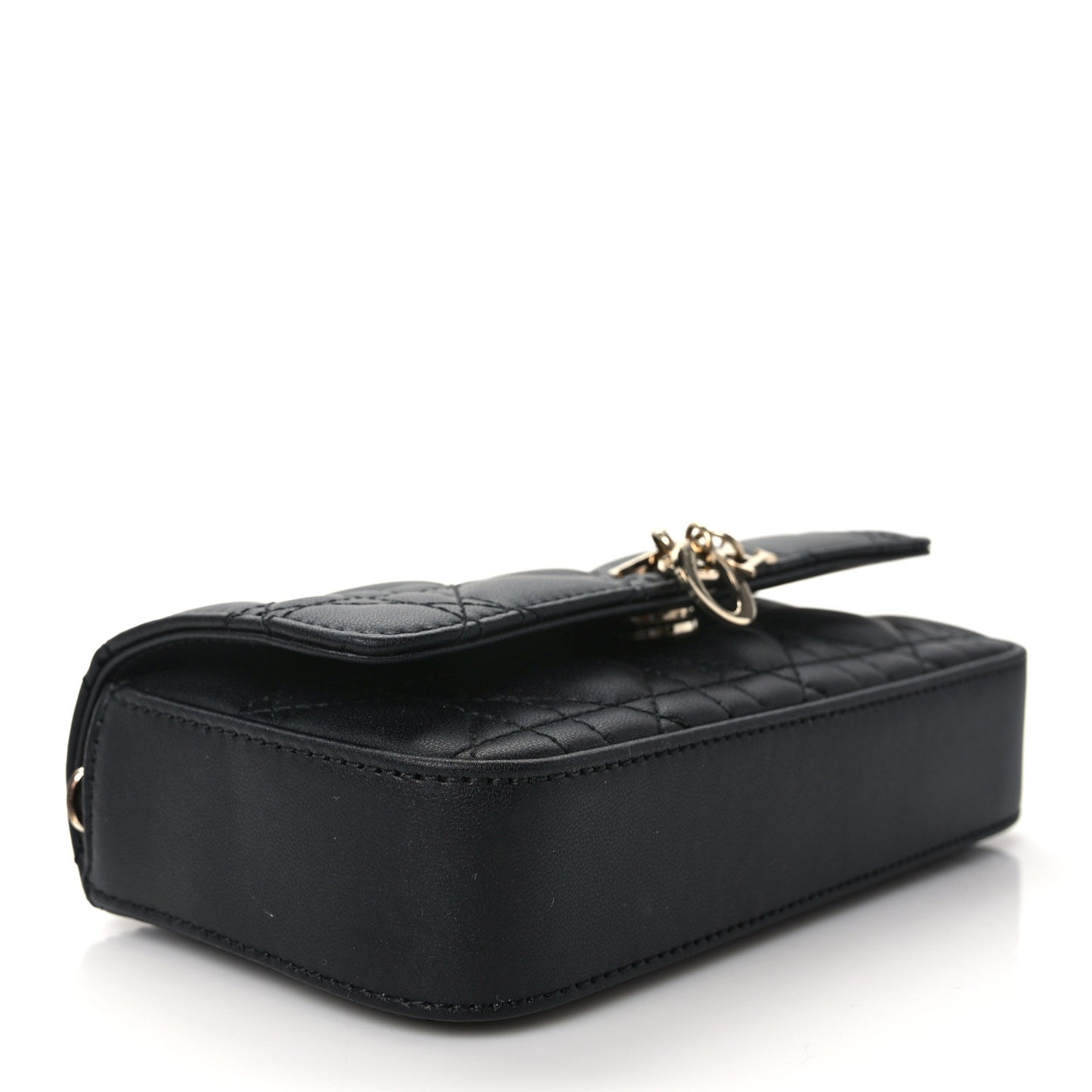Lambskin Cannage Dior Talk Phone Pouch Black