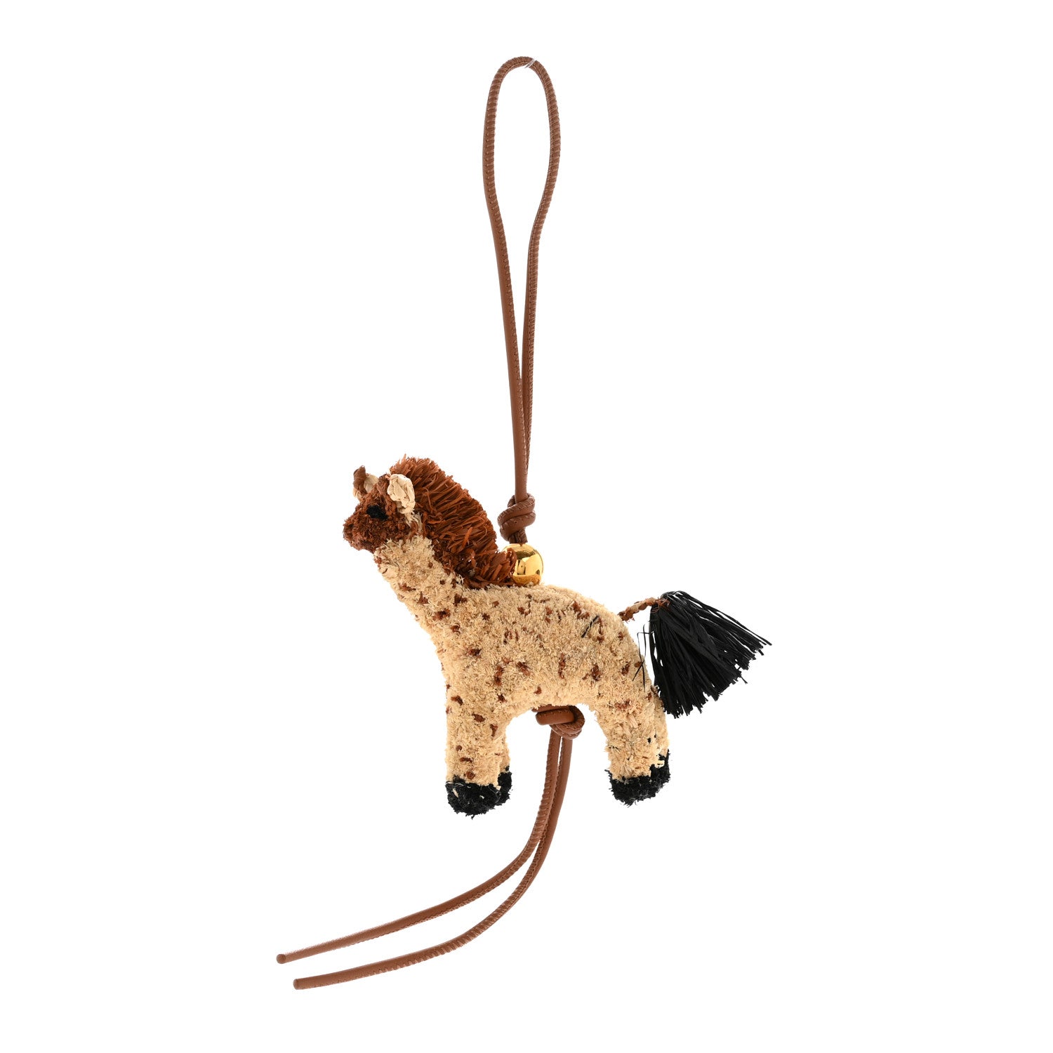 loewe キリン　チャーム Loewe X PAULA'S IBIZA Raffia Calfskin Giraffe Bag Charm Brown