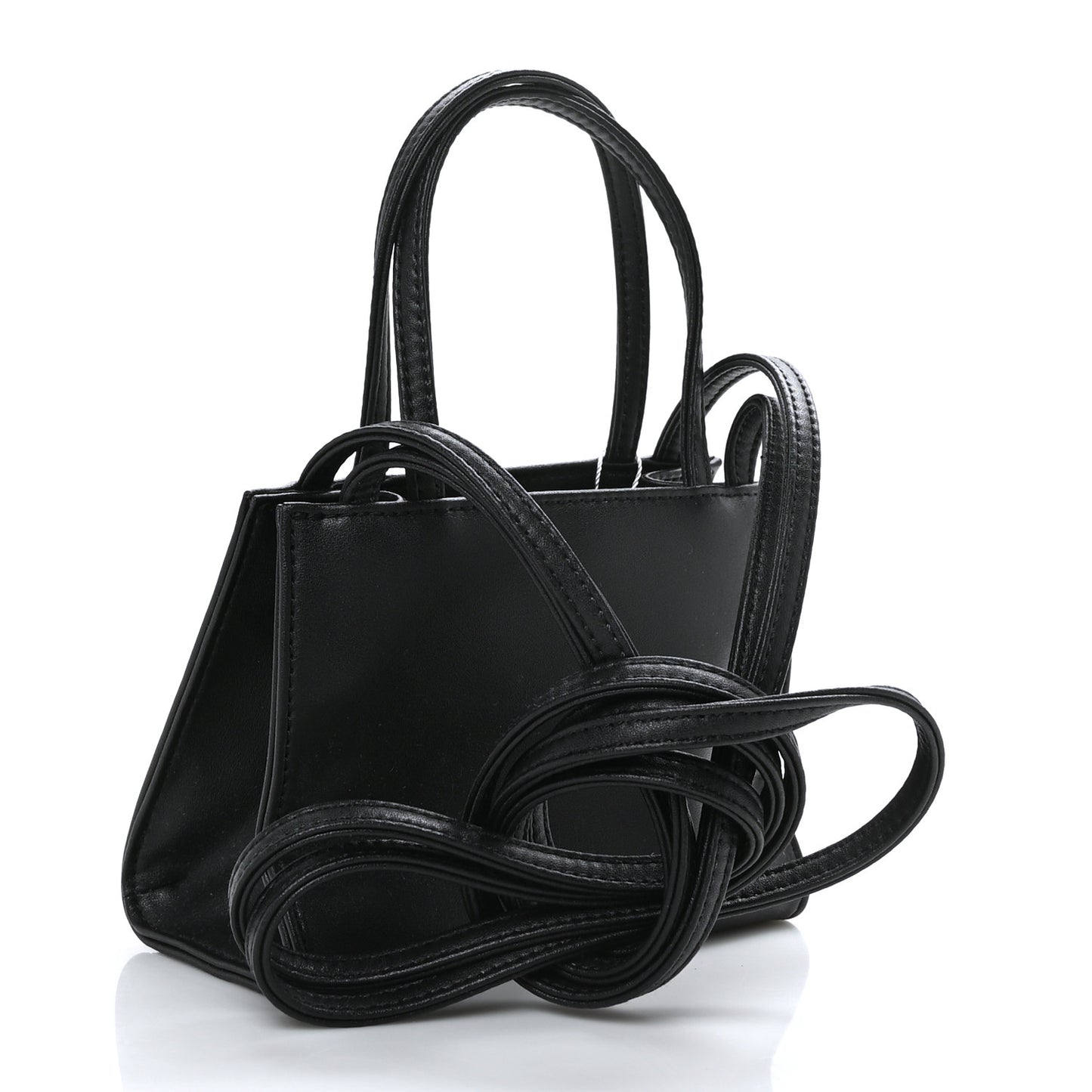 Vegan Leather Small Shopping Bag Black