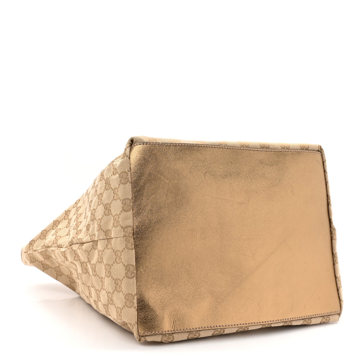 GG Monogram Large Web Handle Bucket Tote Gold