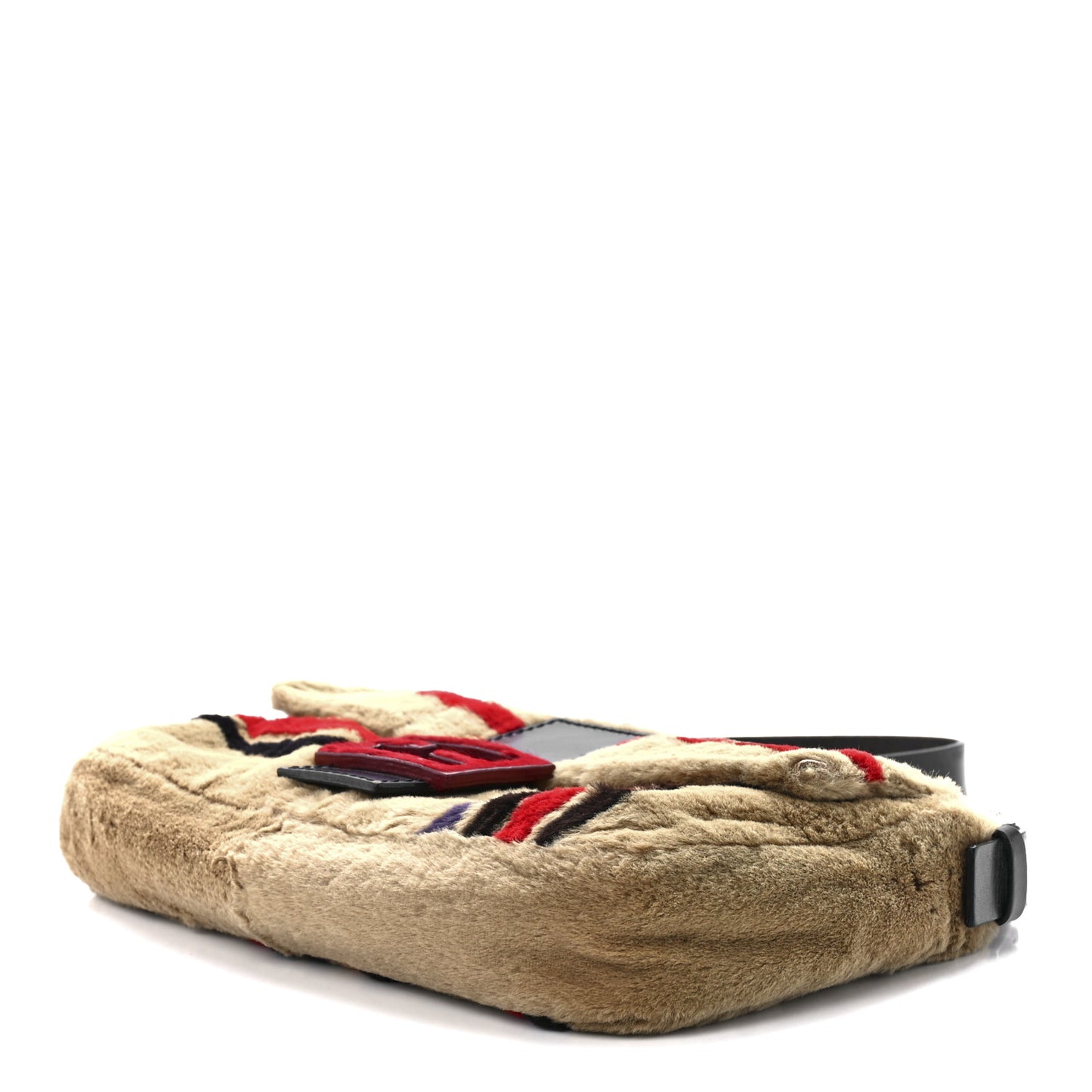 Rabbit Fur Striped Baguette Multicolor