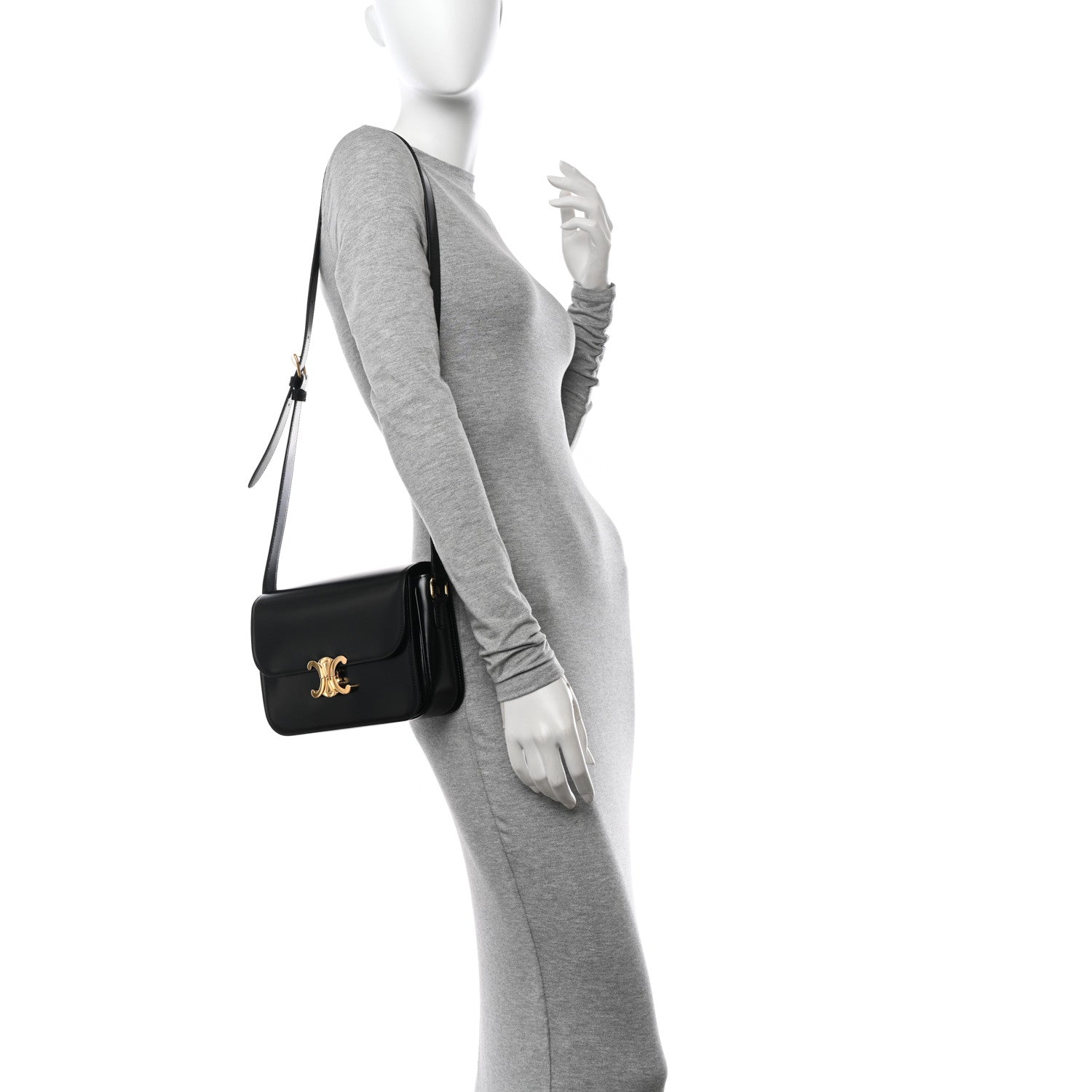 Celine Shiny Calfskin Medium Triomphe Black 2 of 11