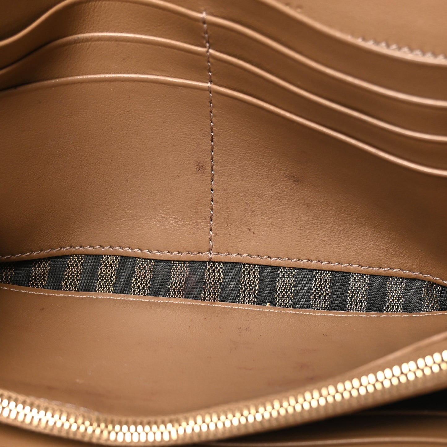 Fabric Jacquard FF 1974 Continental Wallet On Chain Tobacco Moro