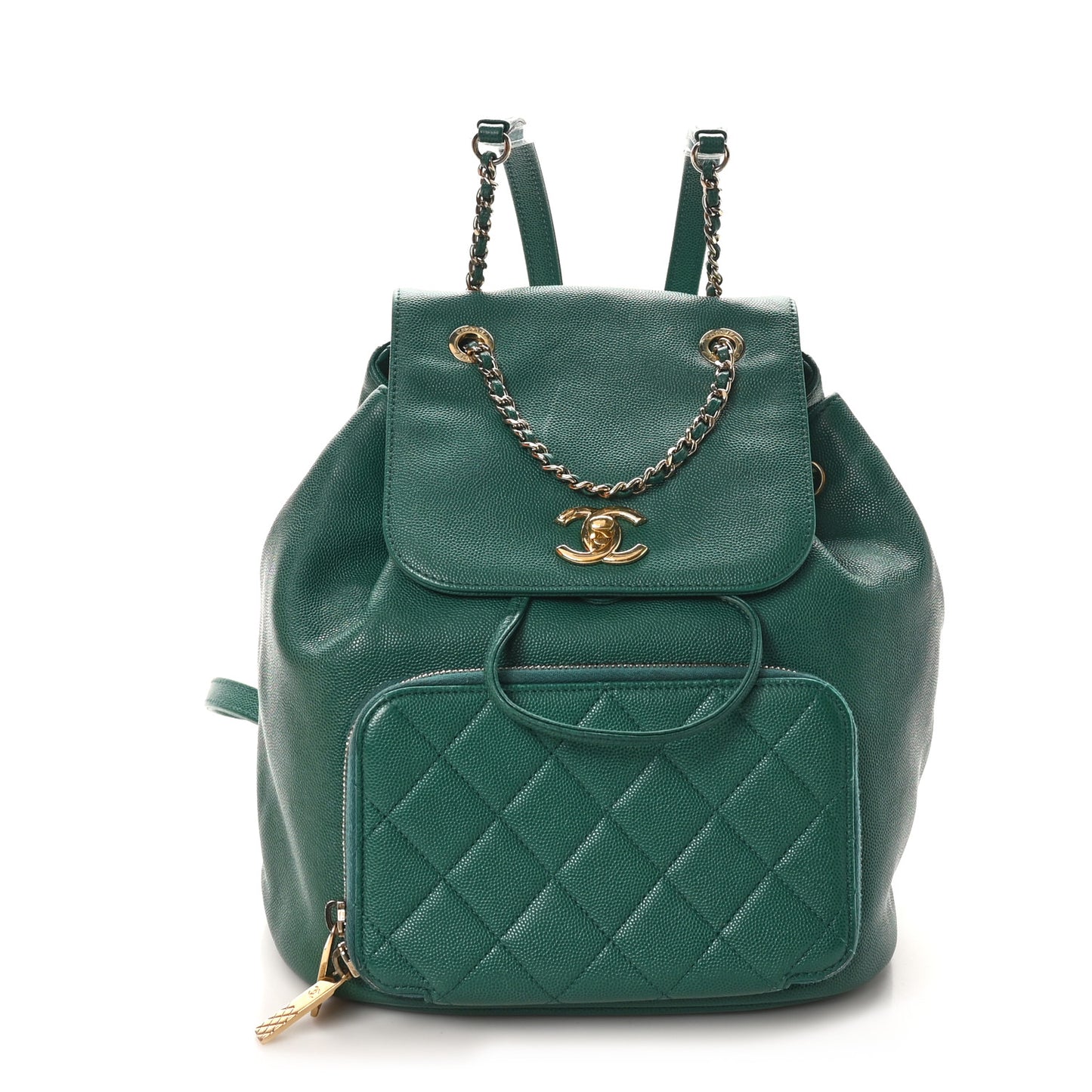 Caviar Quilted Business Affinity Backpack Green