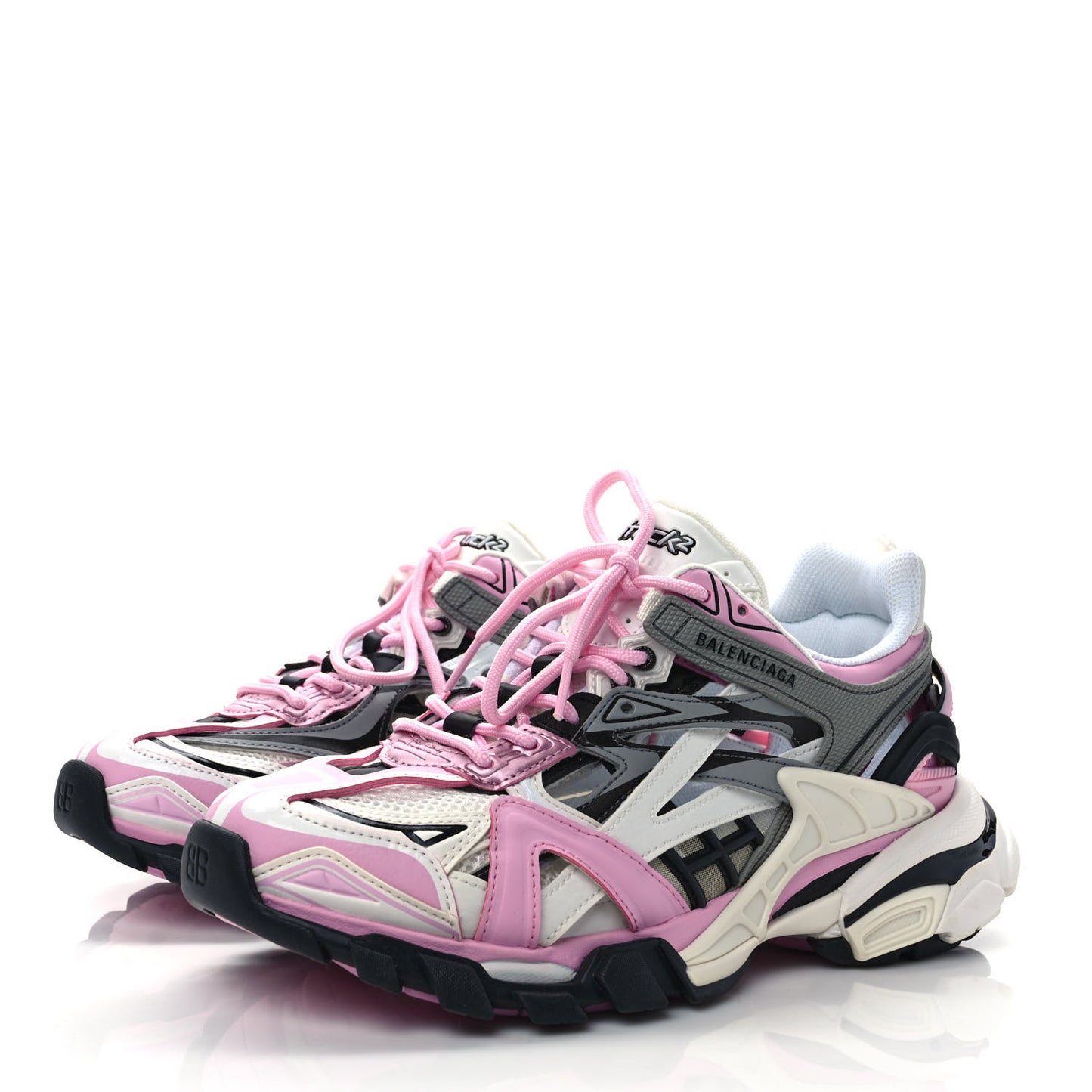 Rubber Mesh Tri-Color Womens Track.2 Open Sneakers 39 Pink Grey White