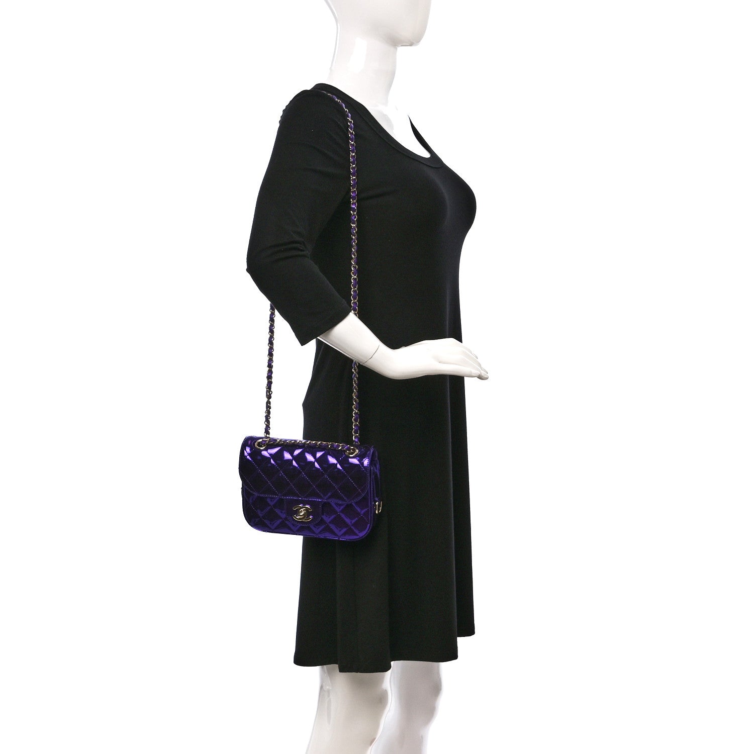 Chanel Mirror Calfskin Quilted Mini Rectangular Flap Purple 2 of 10