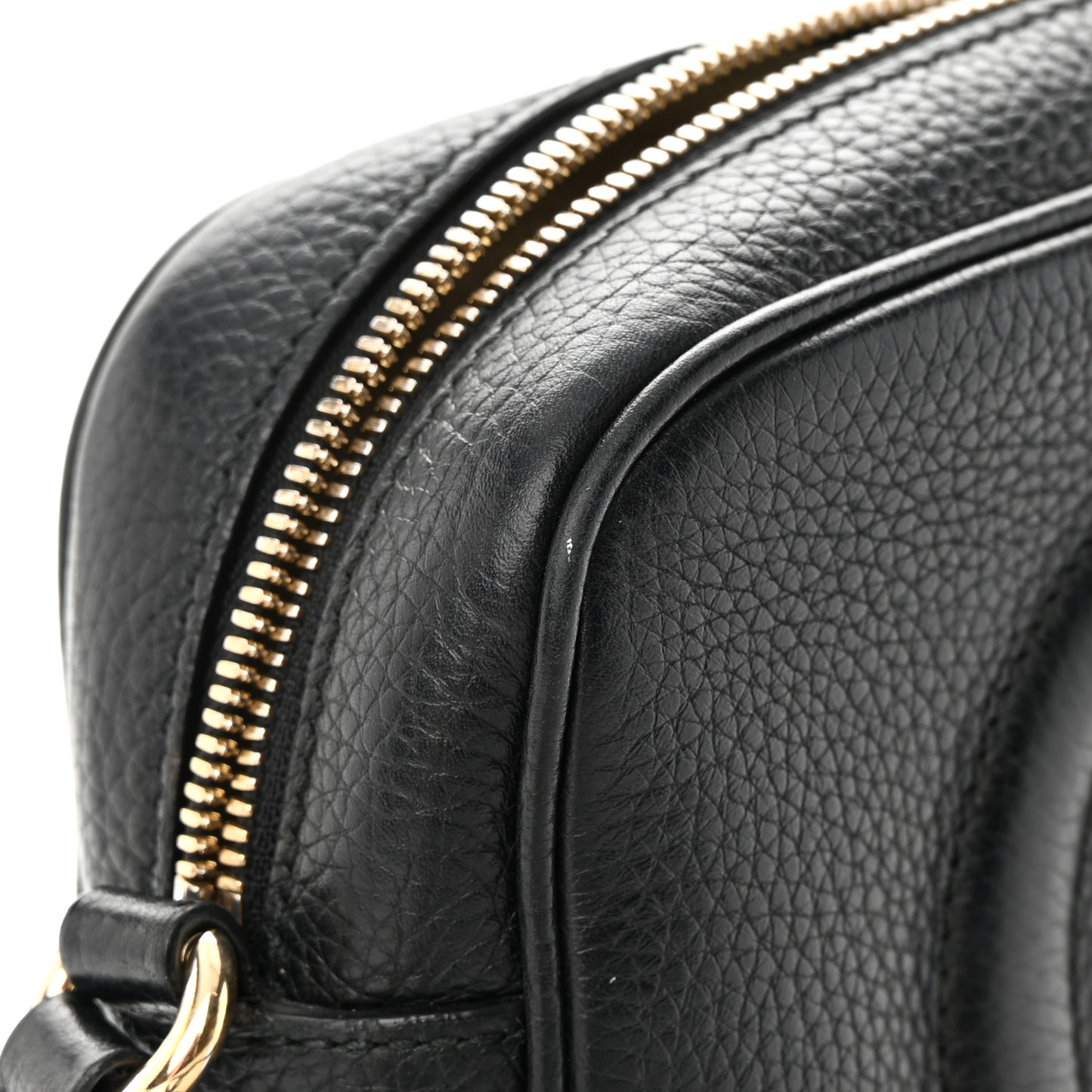Pebbled Calfskin Small Soho Disco Bag Black