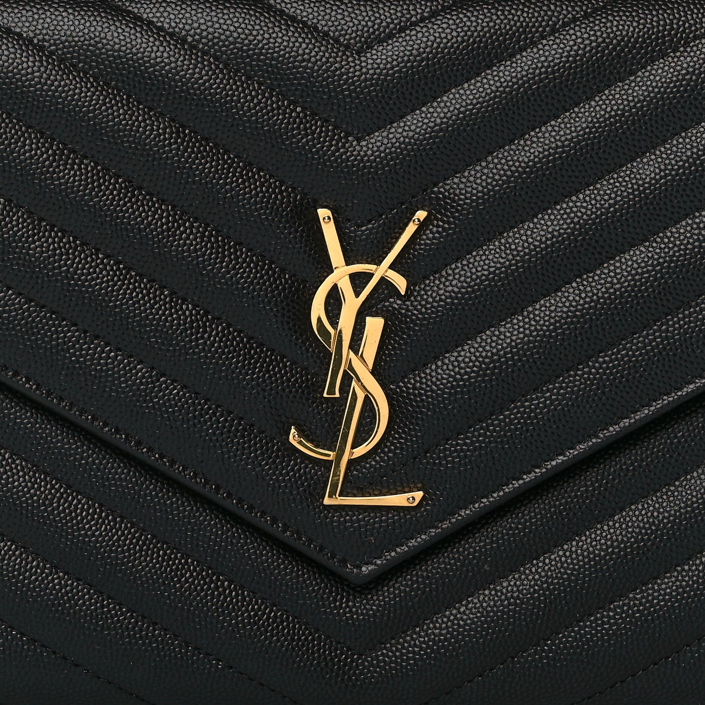Grain De Poudre Matelasse Chevron Monogram Envelope Clutch Black