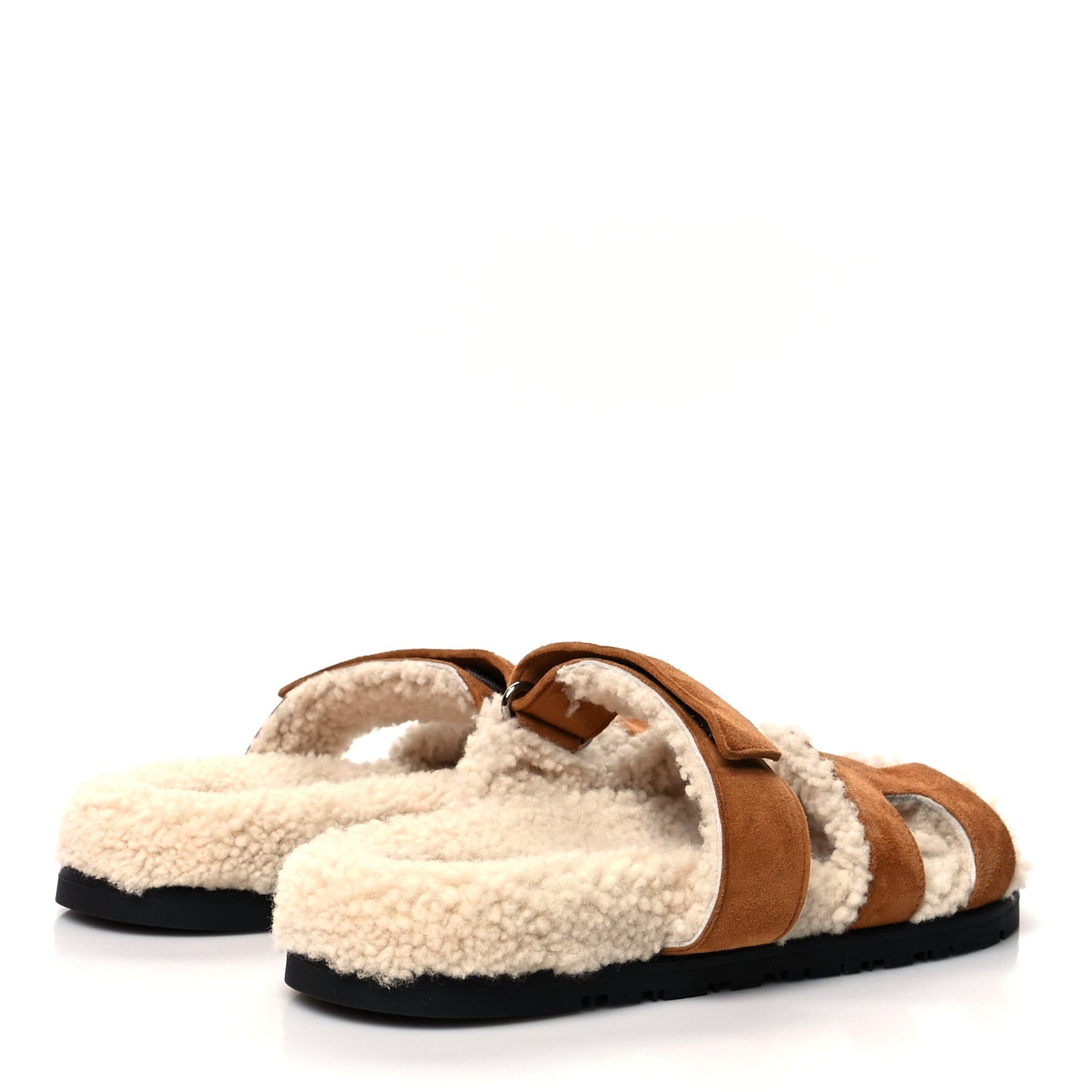 Suede Goatskin Woolskin Womens Chypre Sandals 38 Brun Fume Ecru