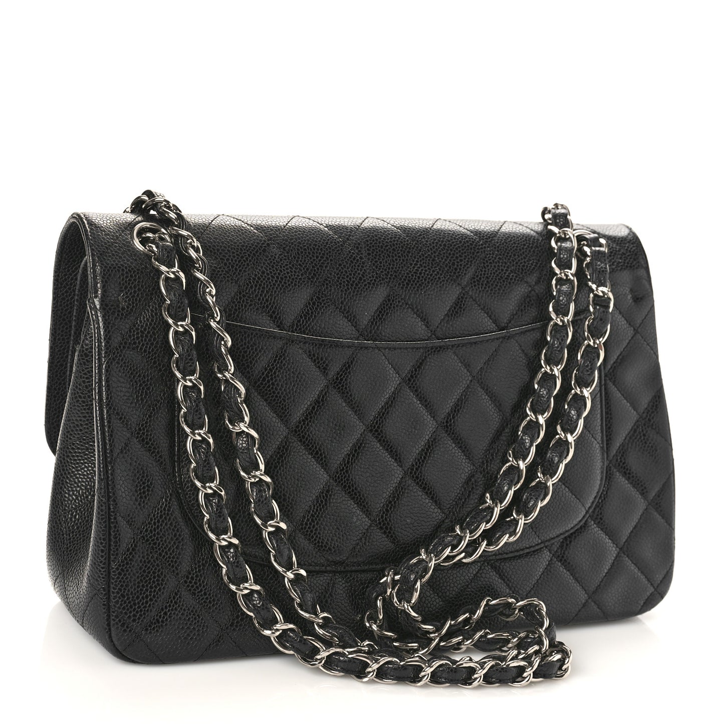 Caviar Quilted Jumbo Double Flap Black