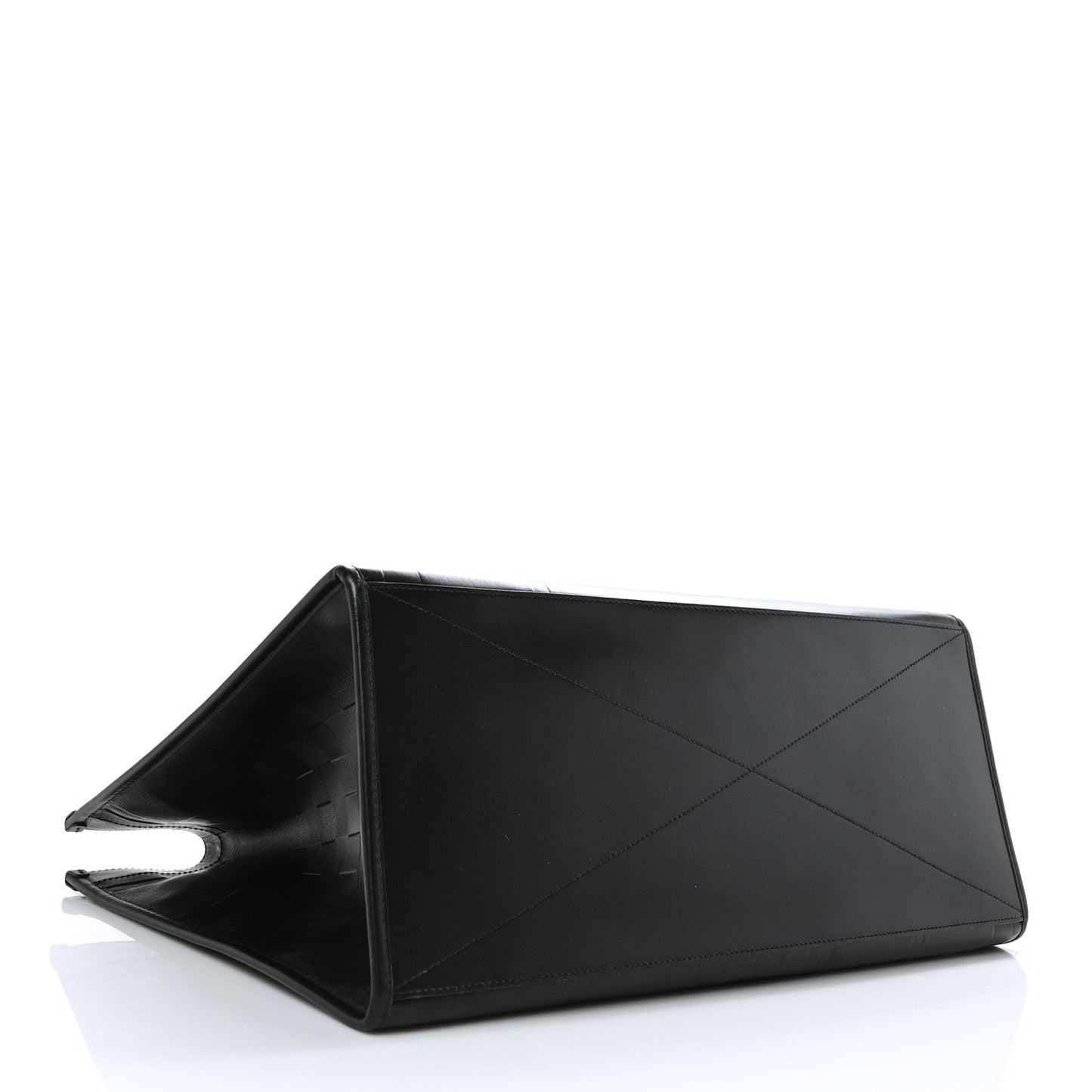 Calfskin Denny Check Embossed Tote Black