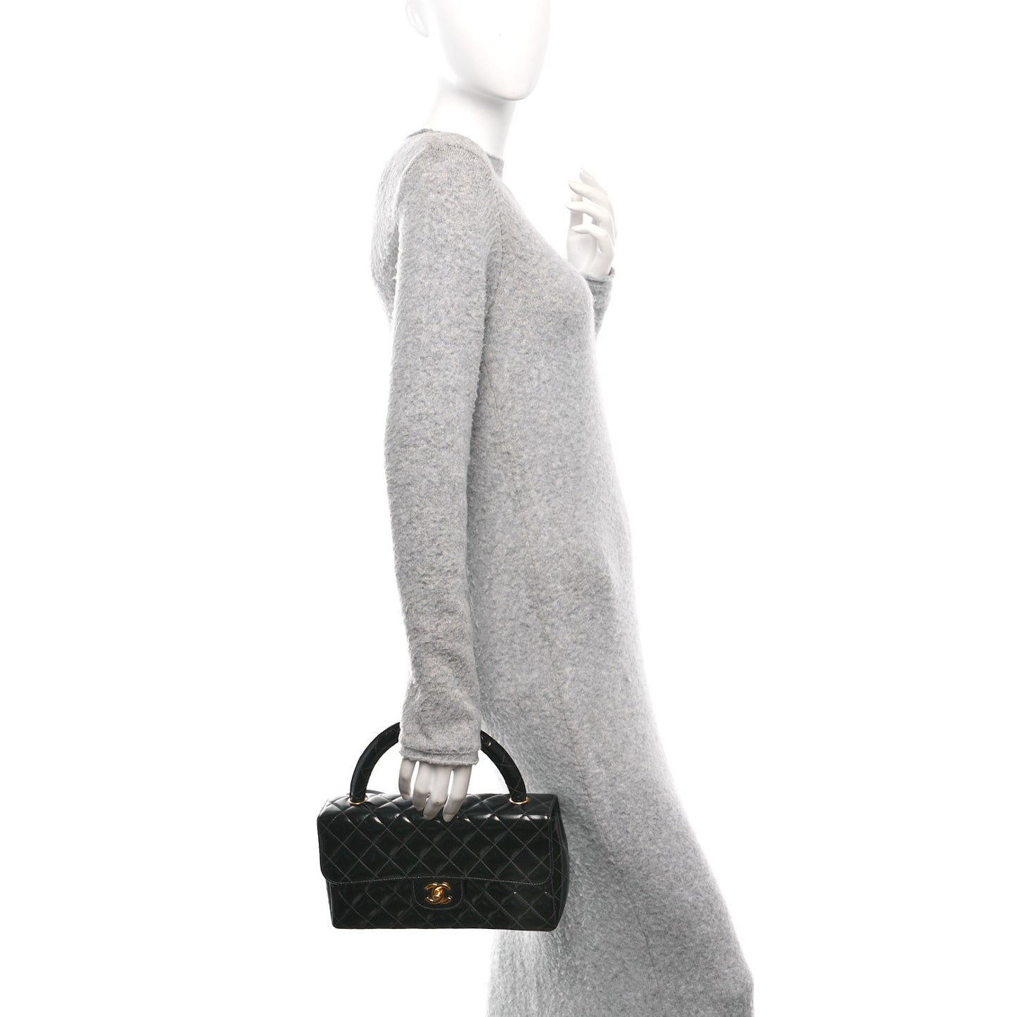 Patent Quilted Medium Rectangular Kelly Flap Bag Black