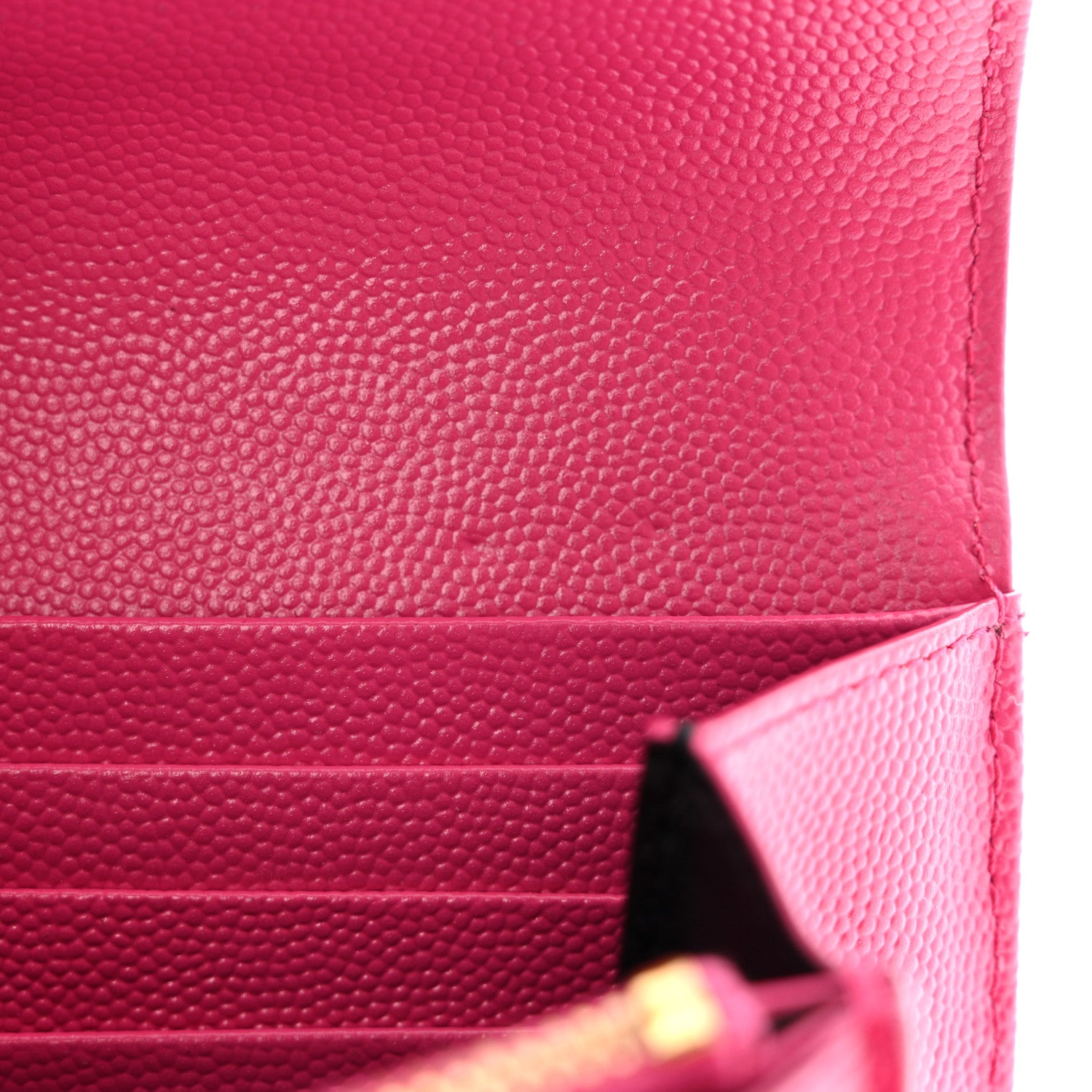 Saint Laurent Grain De Poudre Matelasse Chevron Monogram Flap Wallet Fuxia 10 of 11