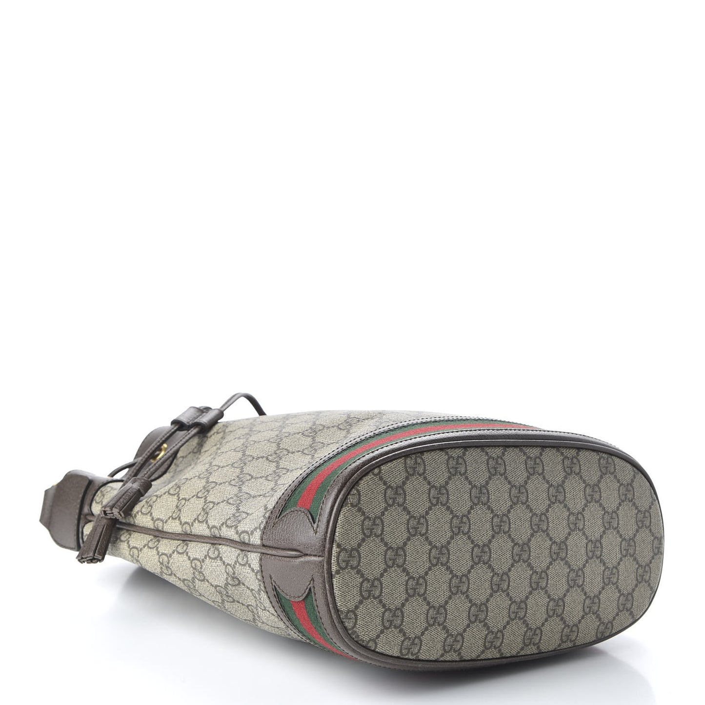 GG Supreme Monogram Web Ophidia Bucket Bag Brown
