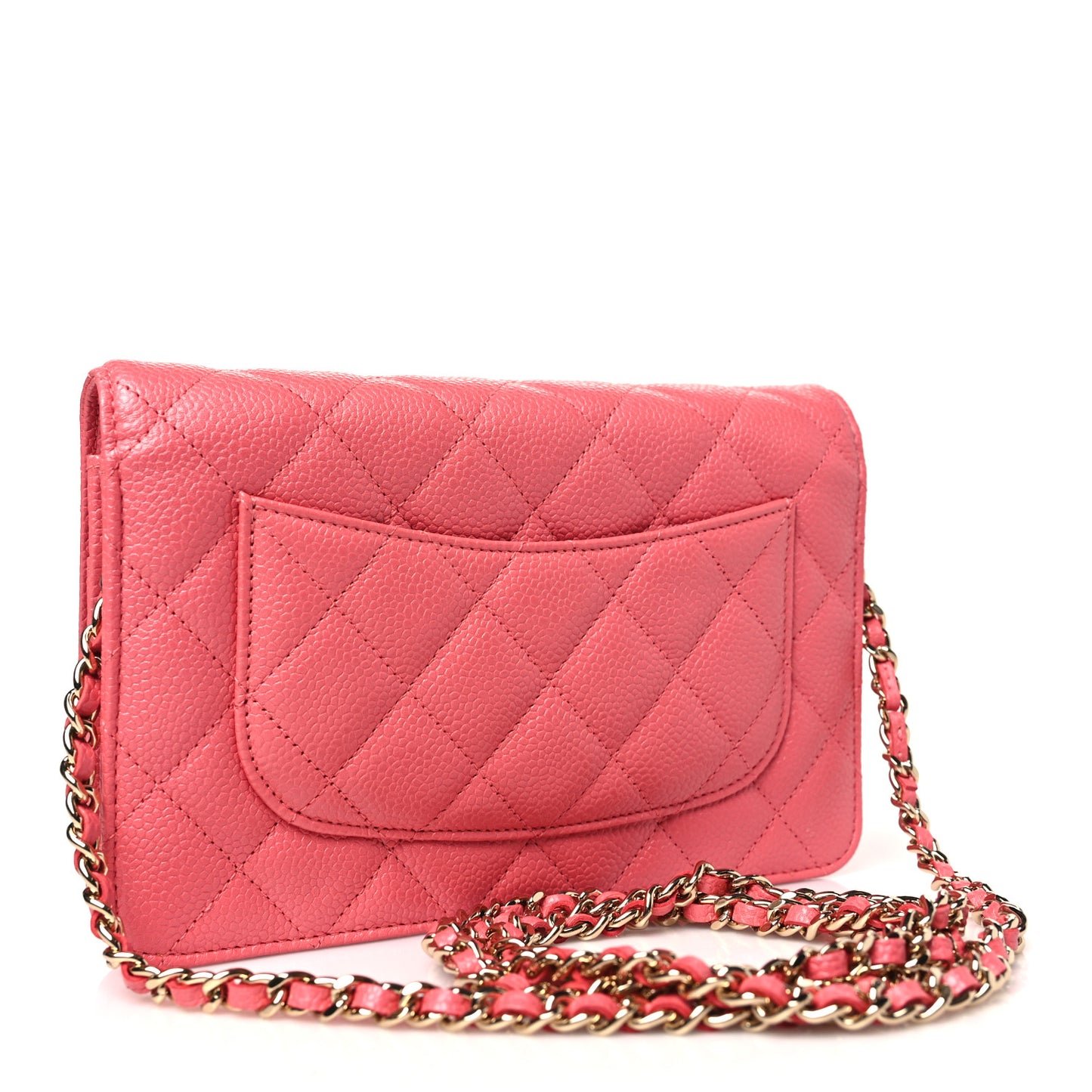 Caviar Quilted Wallet on Chain WOC Pink