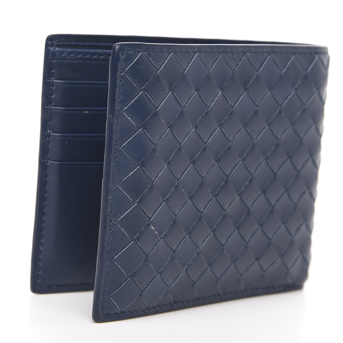 Nappa Intrecciato Bi-Fold Wallet Denim