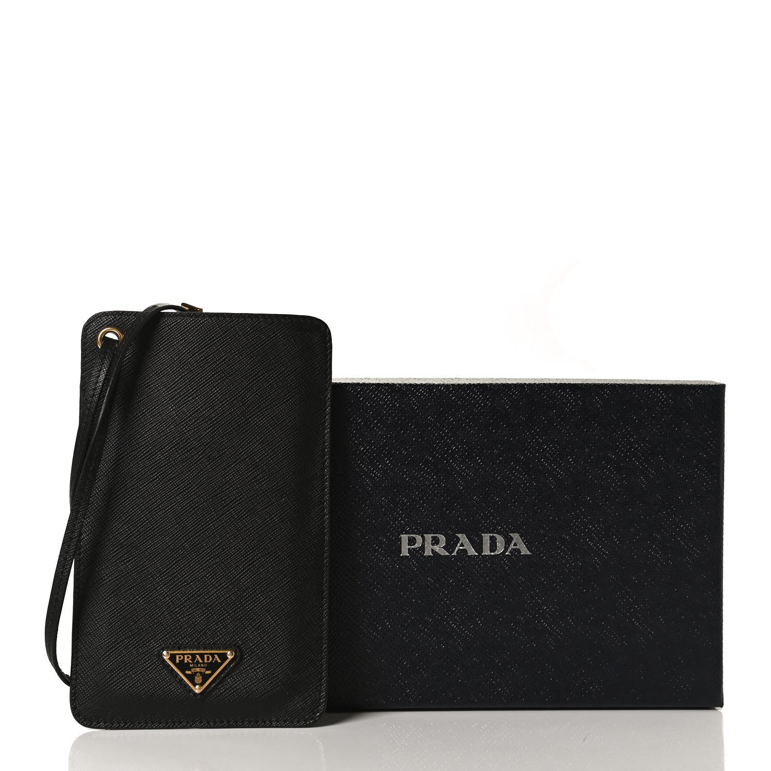 Prada Saffiano Triangle Phone Case Pouch Black 10 of 10