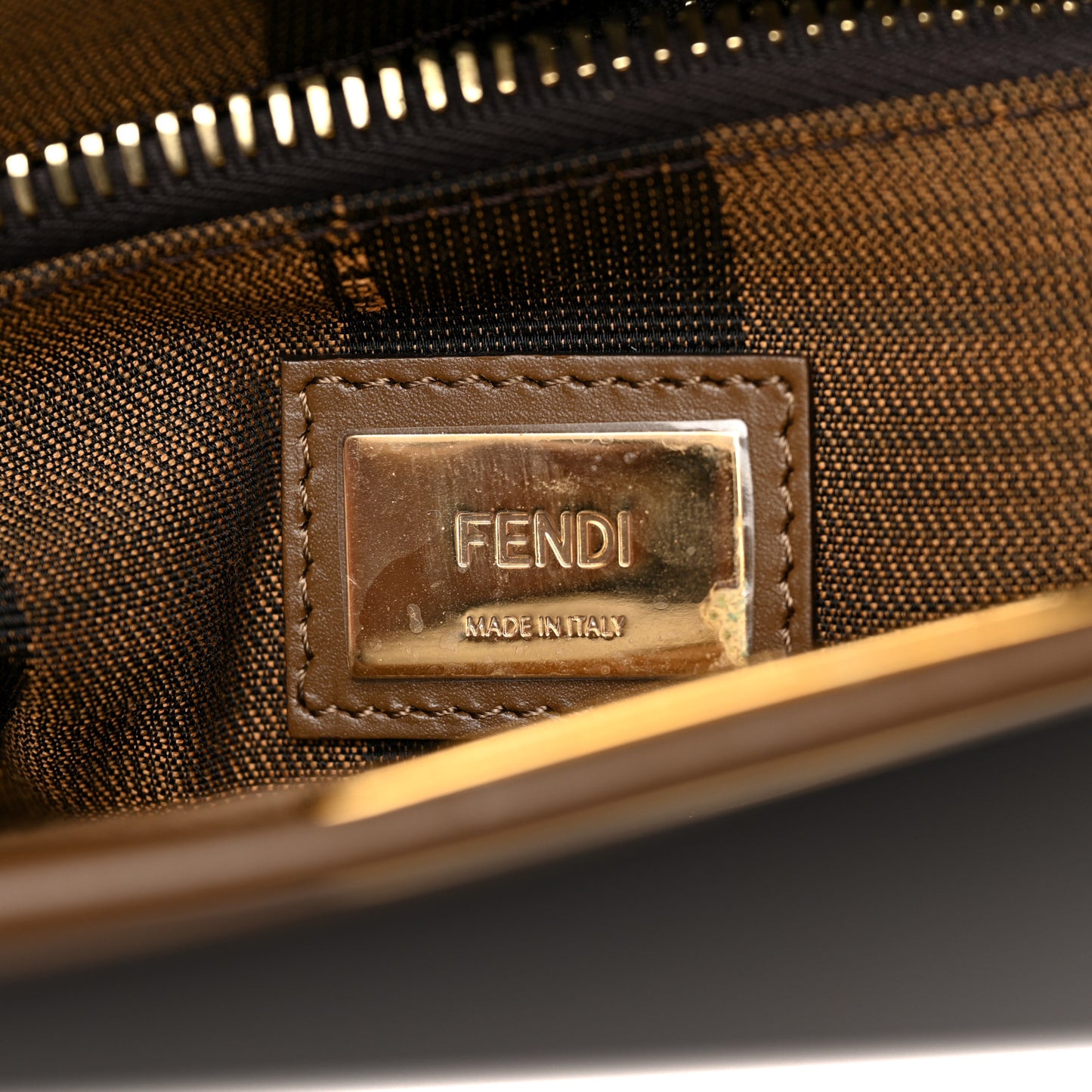 Vitello Morgan Fabric Jacquard Pequin Medium Peekaboo Iconic Satchel Foresta Tobacco Black