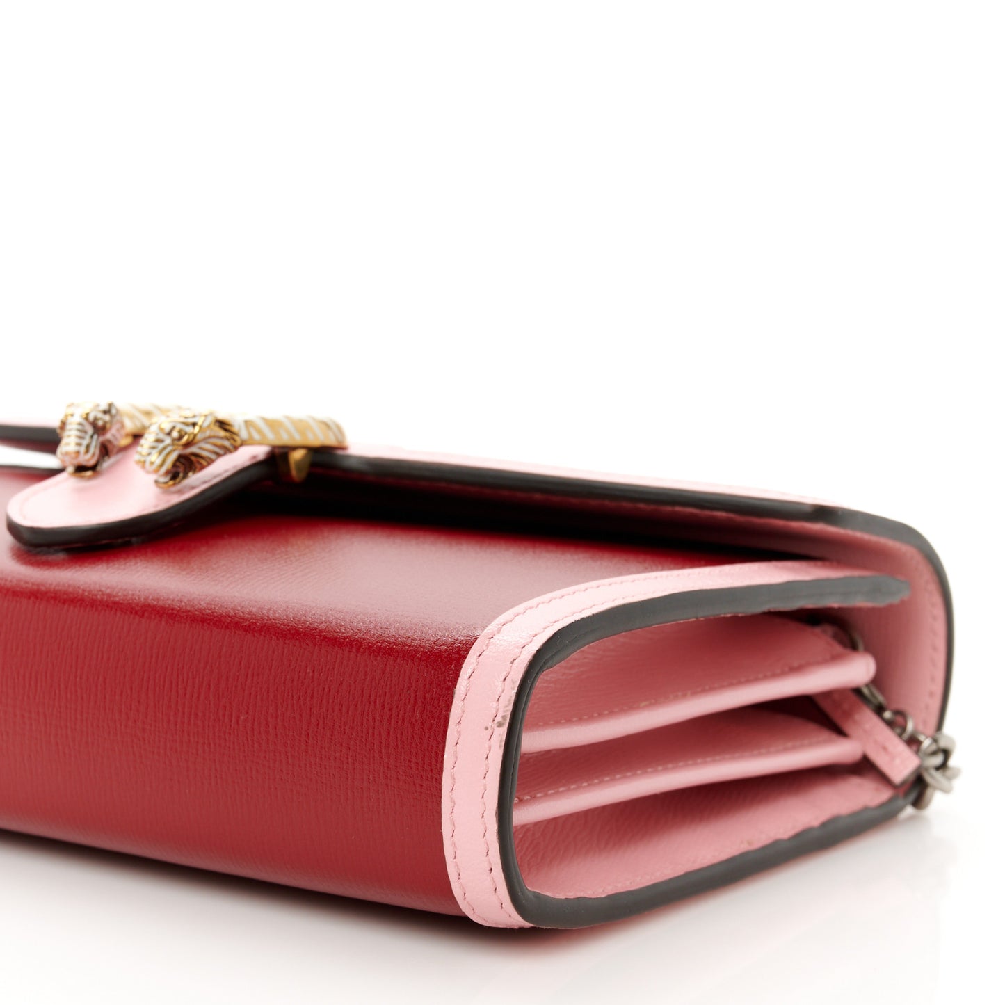 Azalea Calfskin Enamel Mini Dionysus Chain Wallet New Cherry Red Wild Rose Off White