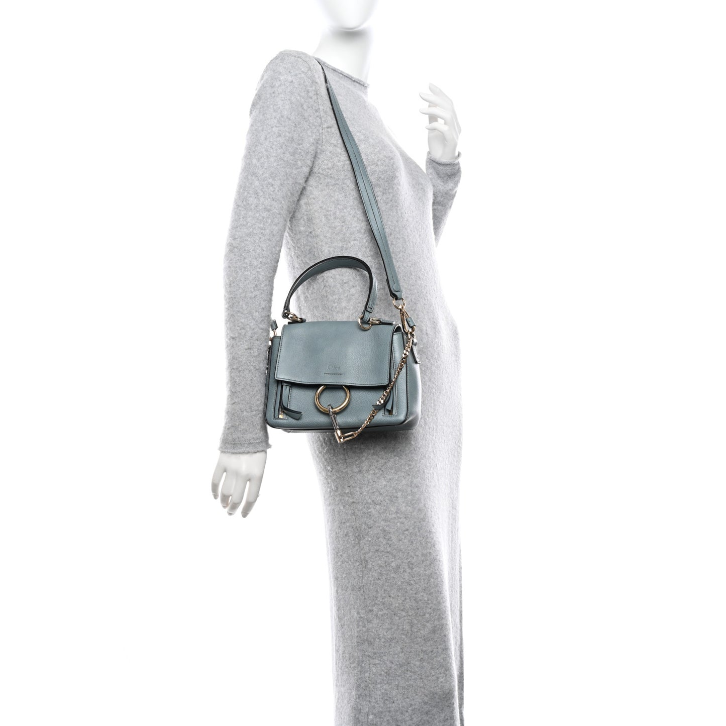 Calfskin Mini Faye Day Shoulder Bag Cloudy Blue