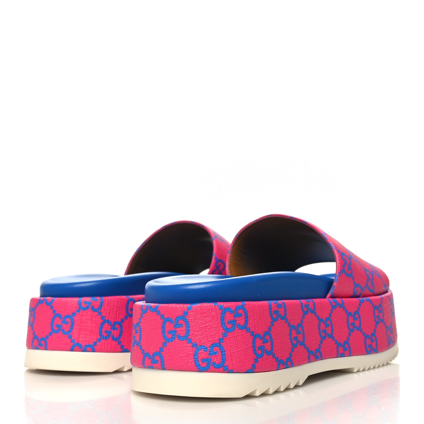 GG Supreme Joy Monogram Angelina Platform Slide Sandals 37.5 Fuxia Blue