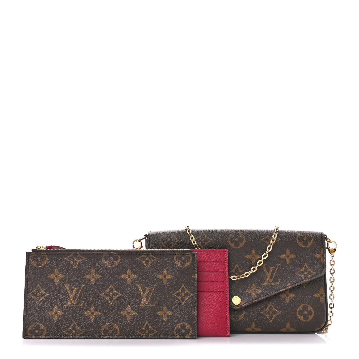 Monogram Pochette Felicie Chain Wallet Fuchsia