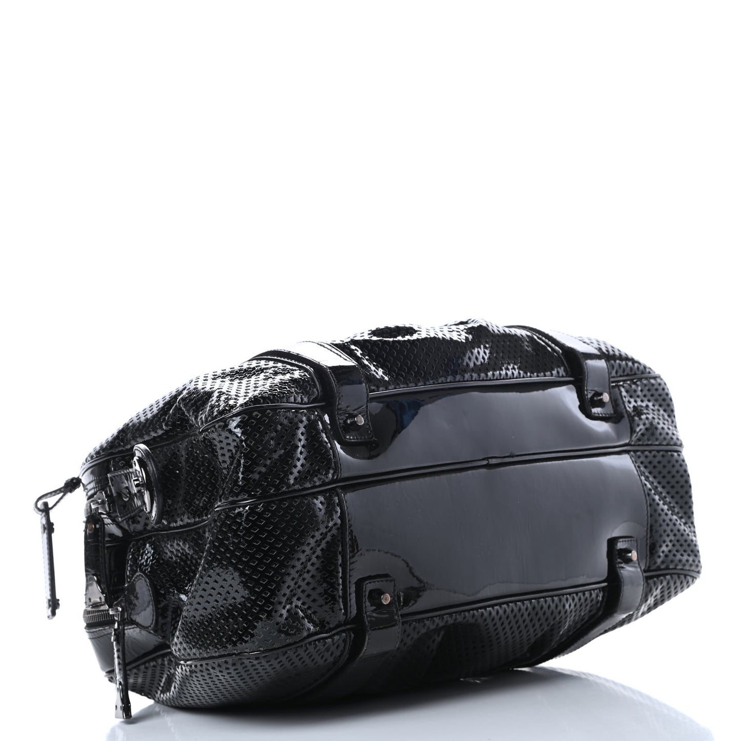 Prorsum Perforated Patent Calfskin Knight Satchel Black