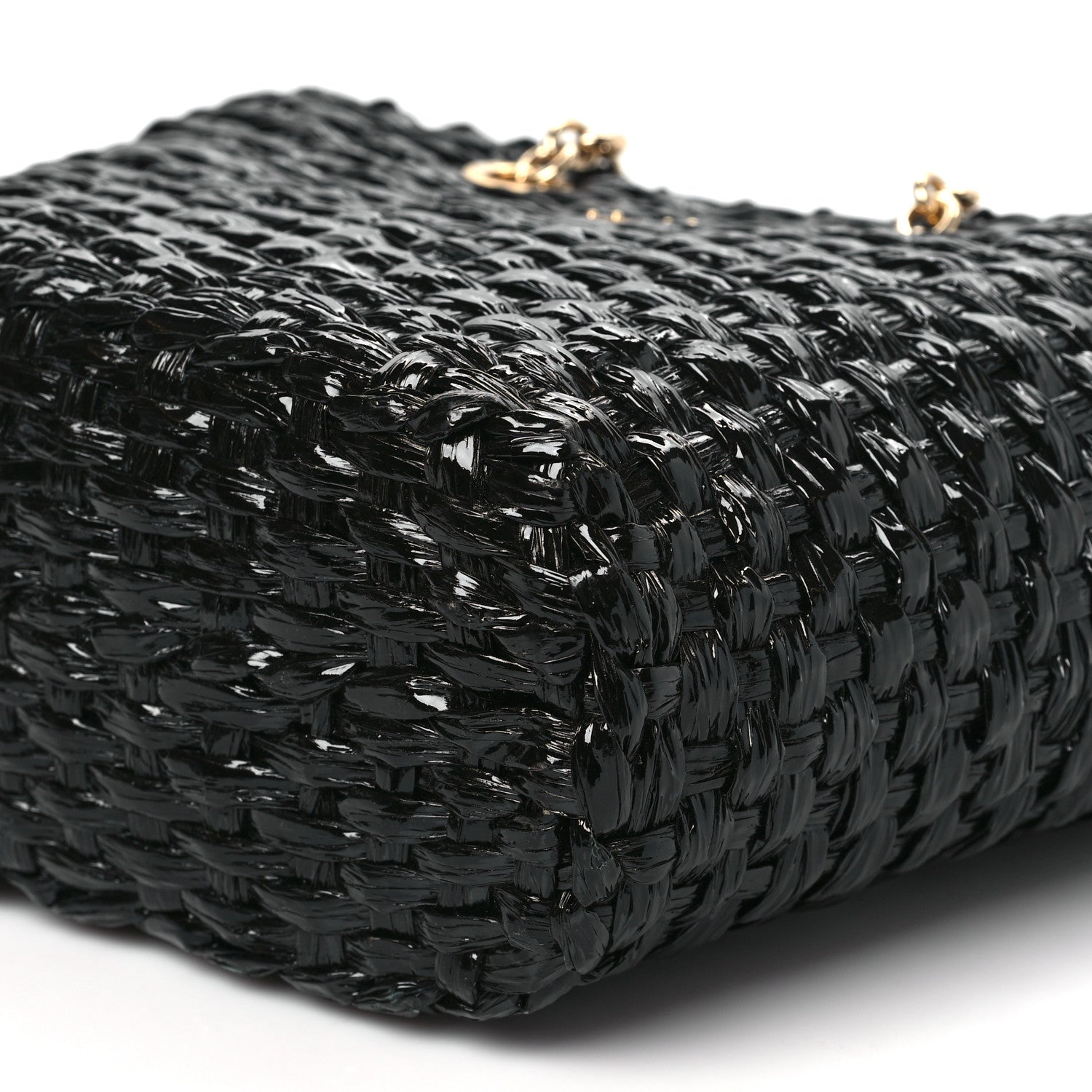 Dolce & Gabbana Vernice Vitello Raffia Woven Coffa Tote Black 8 of 8