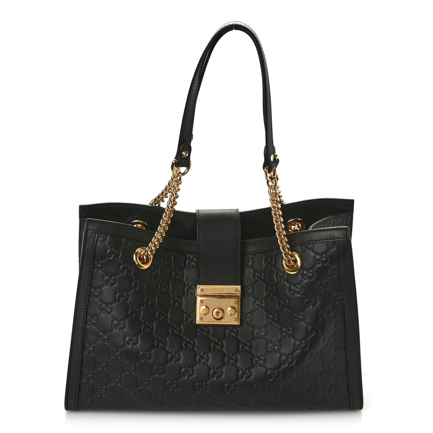Guccissima Medium Padlock Tote Black
