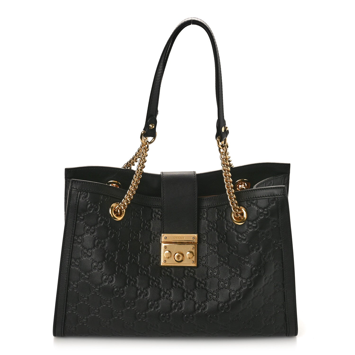 Gucci Guccissima Medium Padlock Tote Black 1 of 12