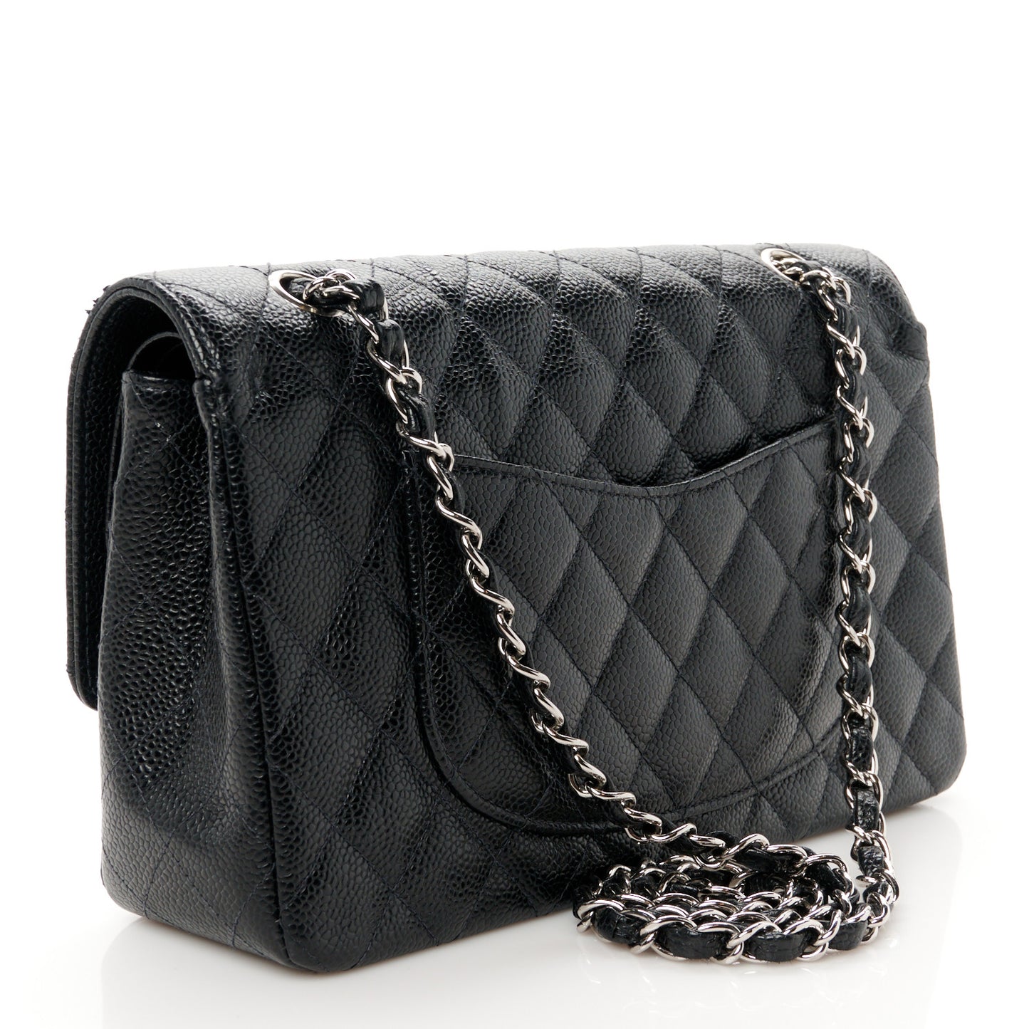 Caviar Quilted Medium Double Flap Black