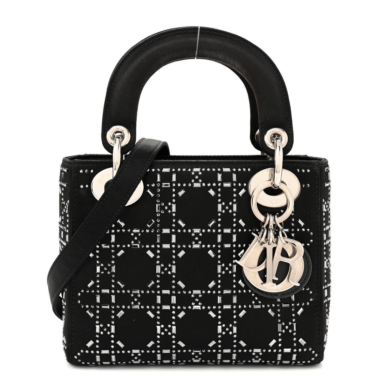 Christian Dior Satin Crystal Cannage Mini Lady Dior Black 1 of 12