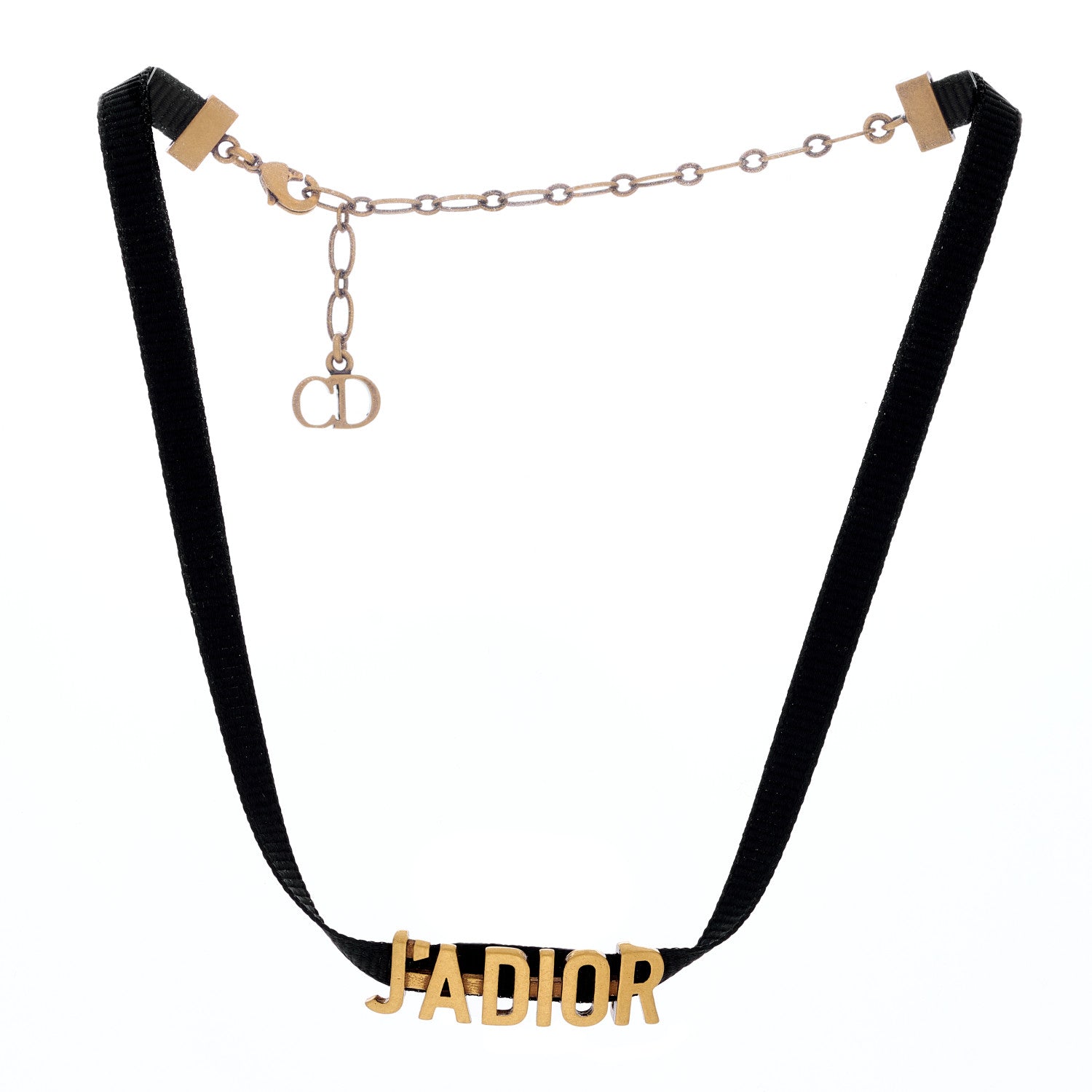 Christian Dior Grosgrain Ribbon J'Adior Logo Choker Necklace Black 1 of 3