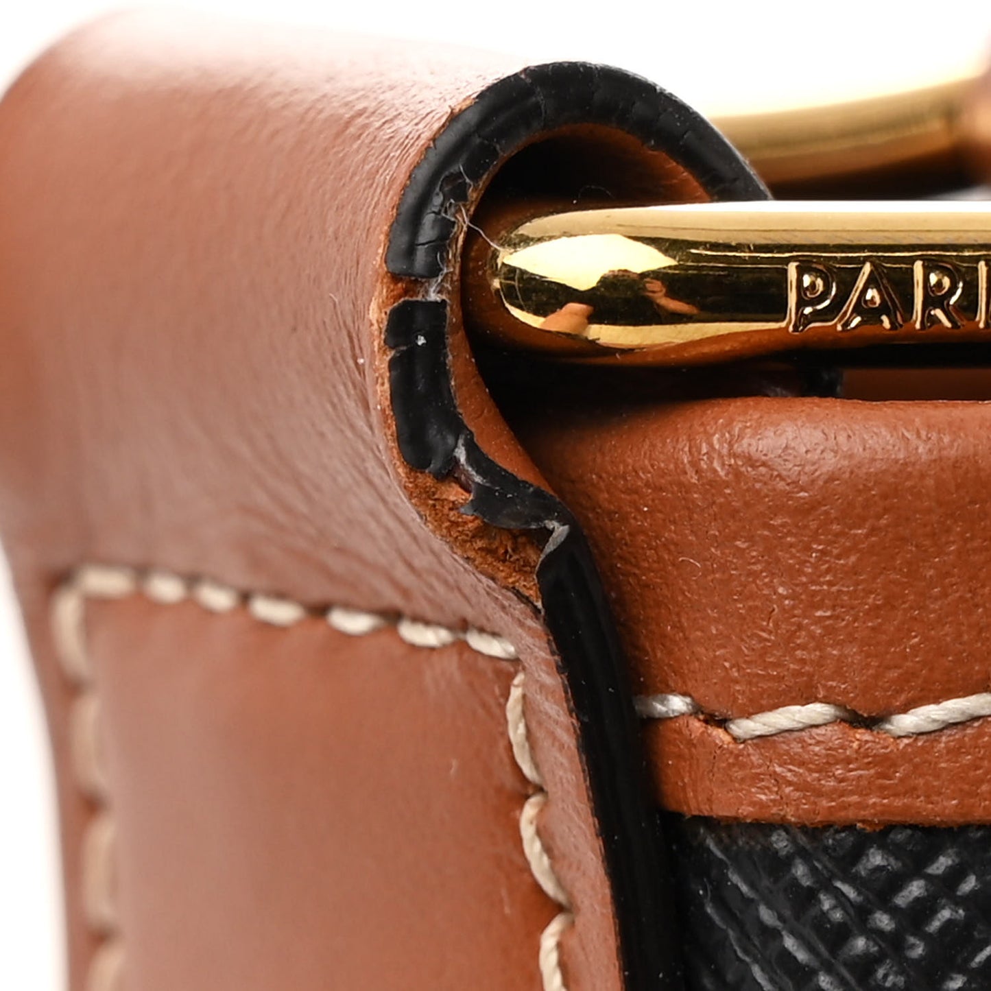 Triomphe Canvas Calfskin Small Bucket Bag Tan