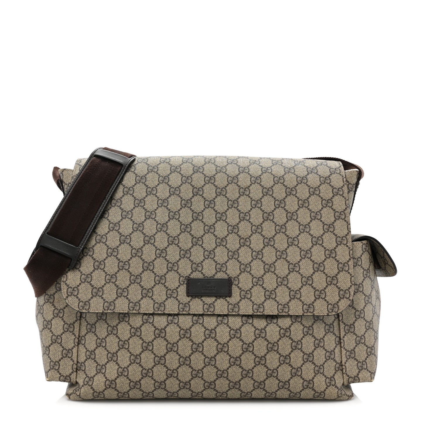 GG Plus Monogram Messenger Diaper Bag Dark Brown