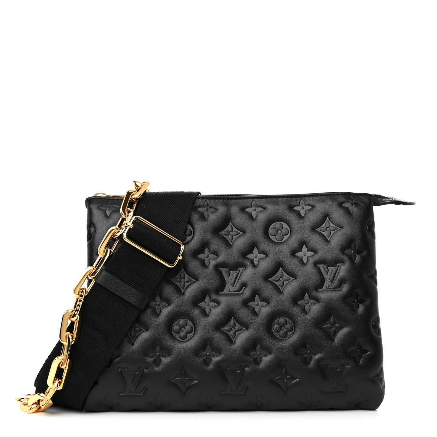 Lambskin Embossed Monogram Coussin PM Black