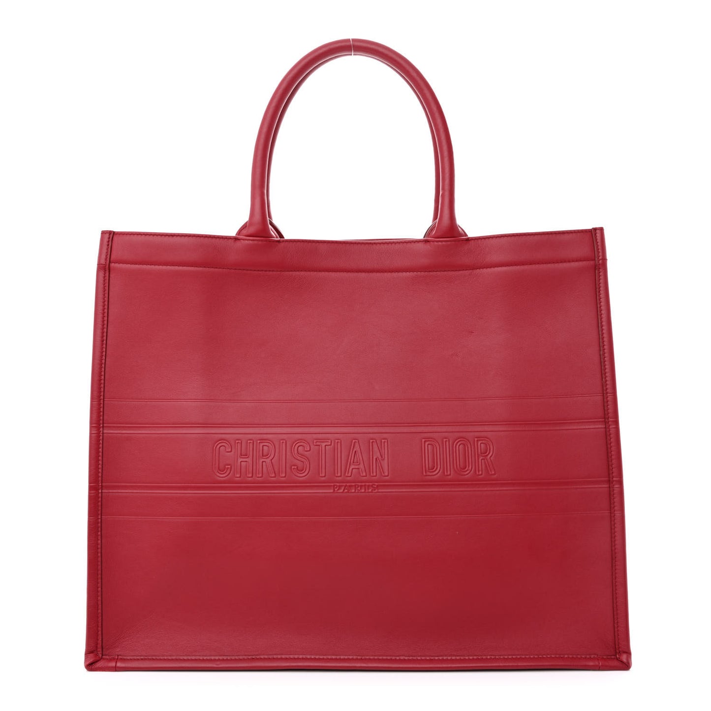 Calfskin Embossed Large Book Tote Red