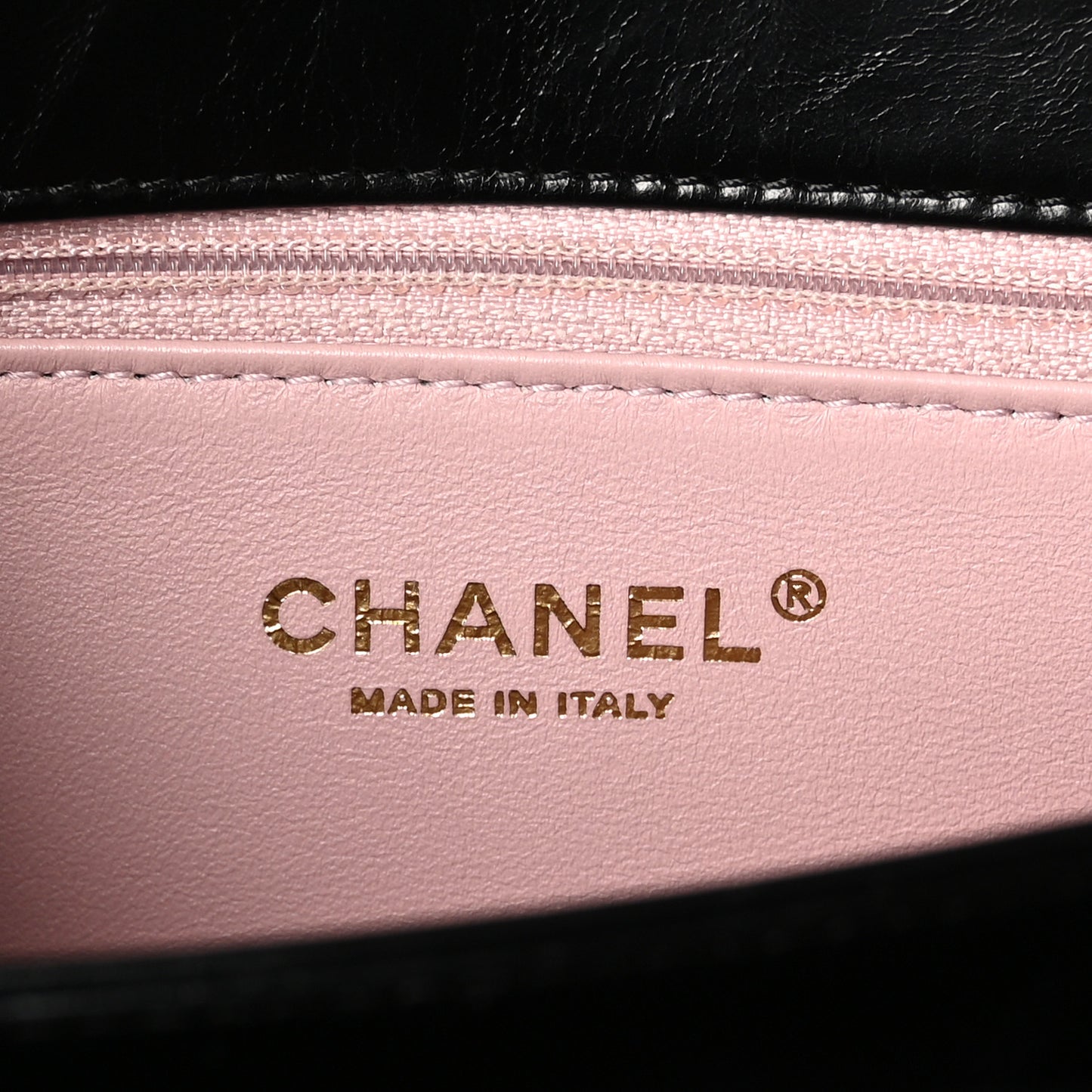 Aged Glazed Calfskin Quilted Straight Lined Flap Black