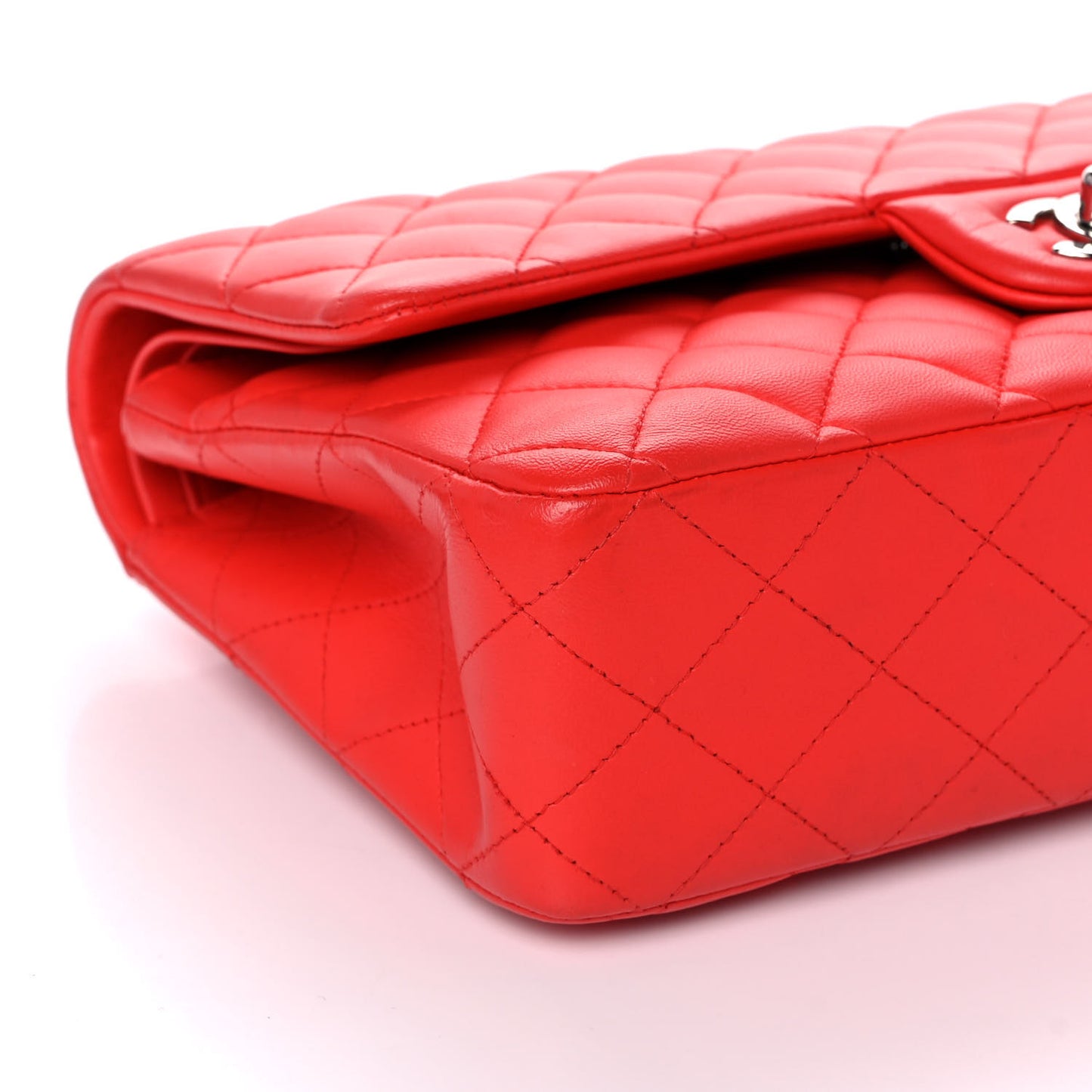 Lambskin Quilted Medium Double Flap Red