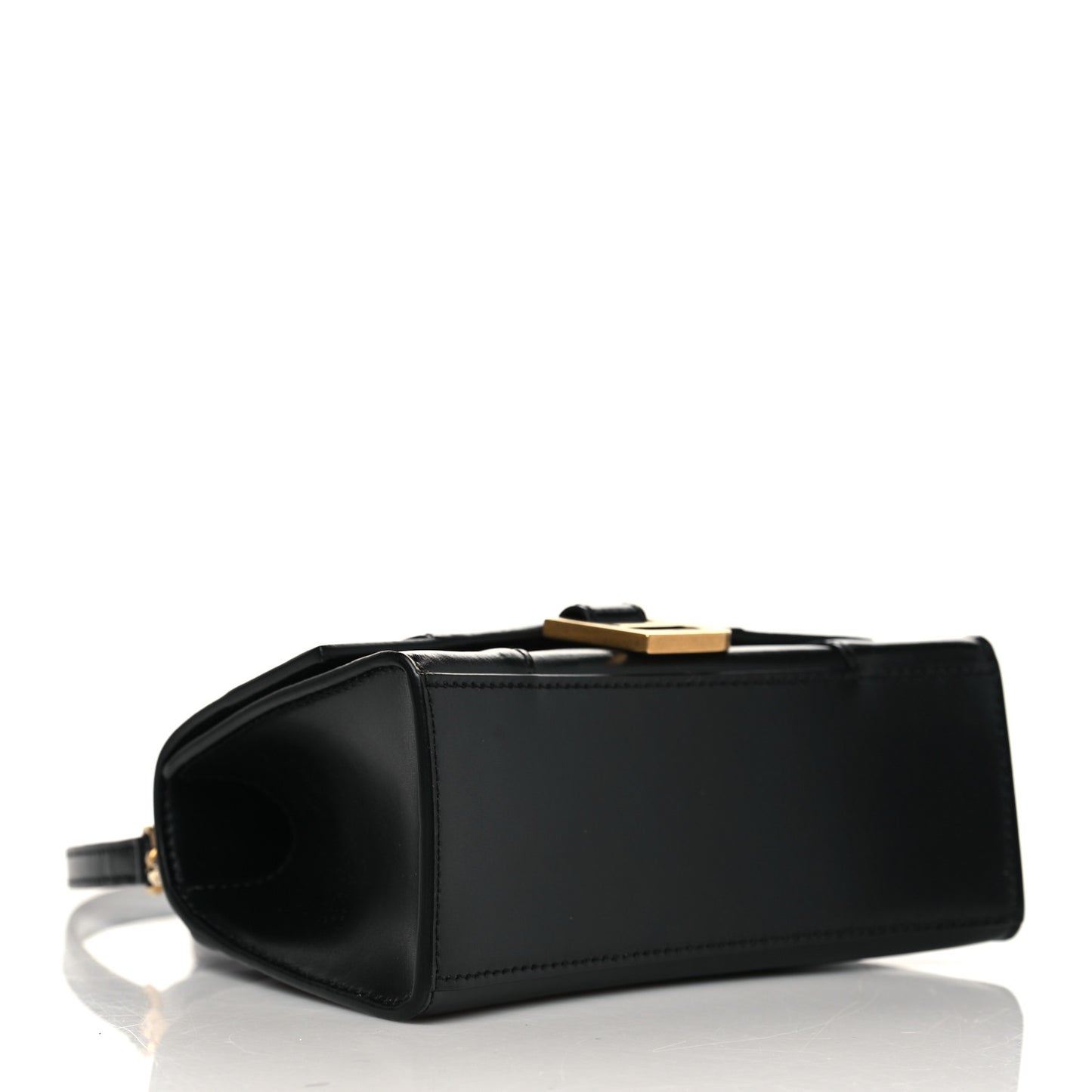 Shiny Box Calfskin Hourglass Top Handle Bag XS Black