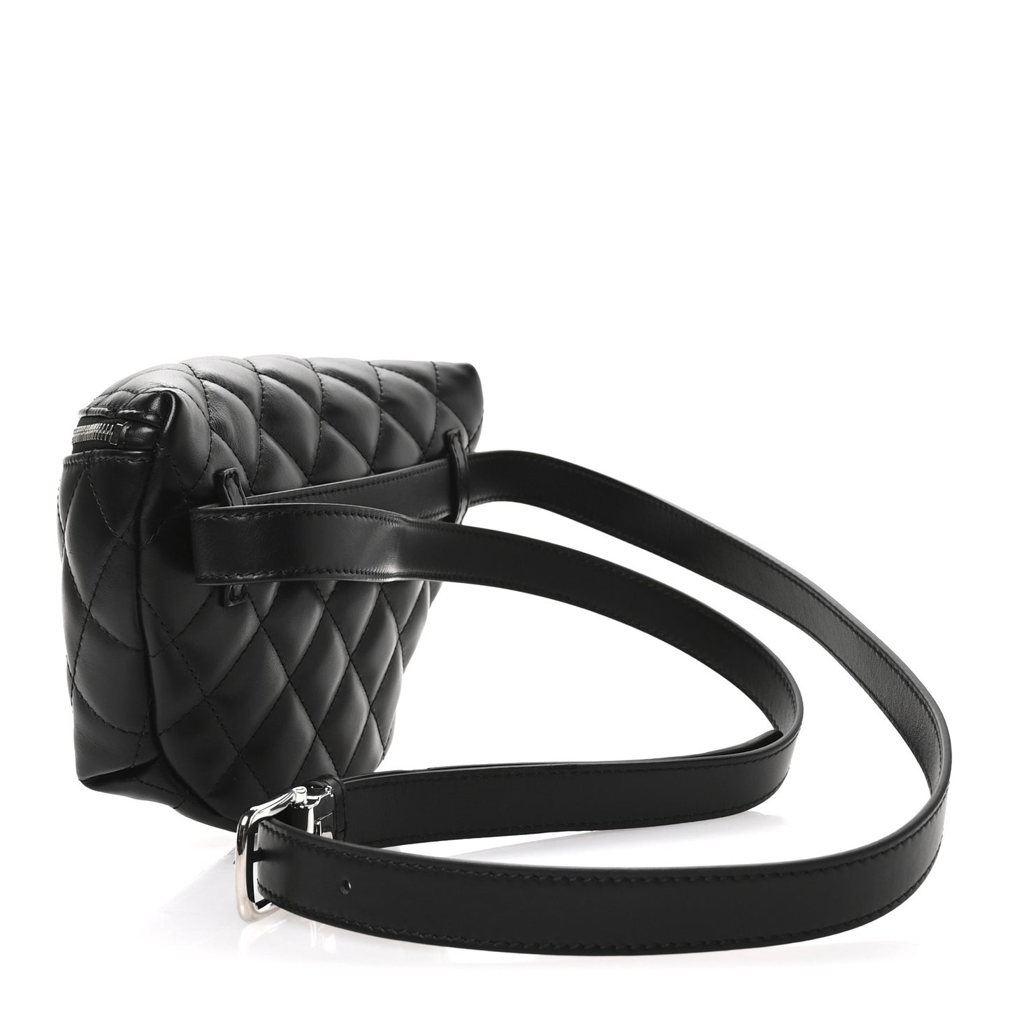 Calfskin Quilted Waist Belt Bag Black