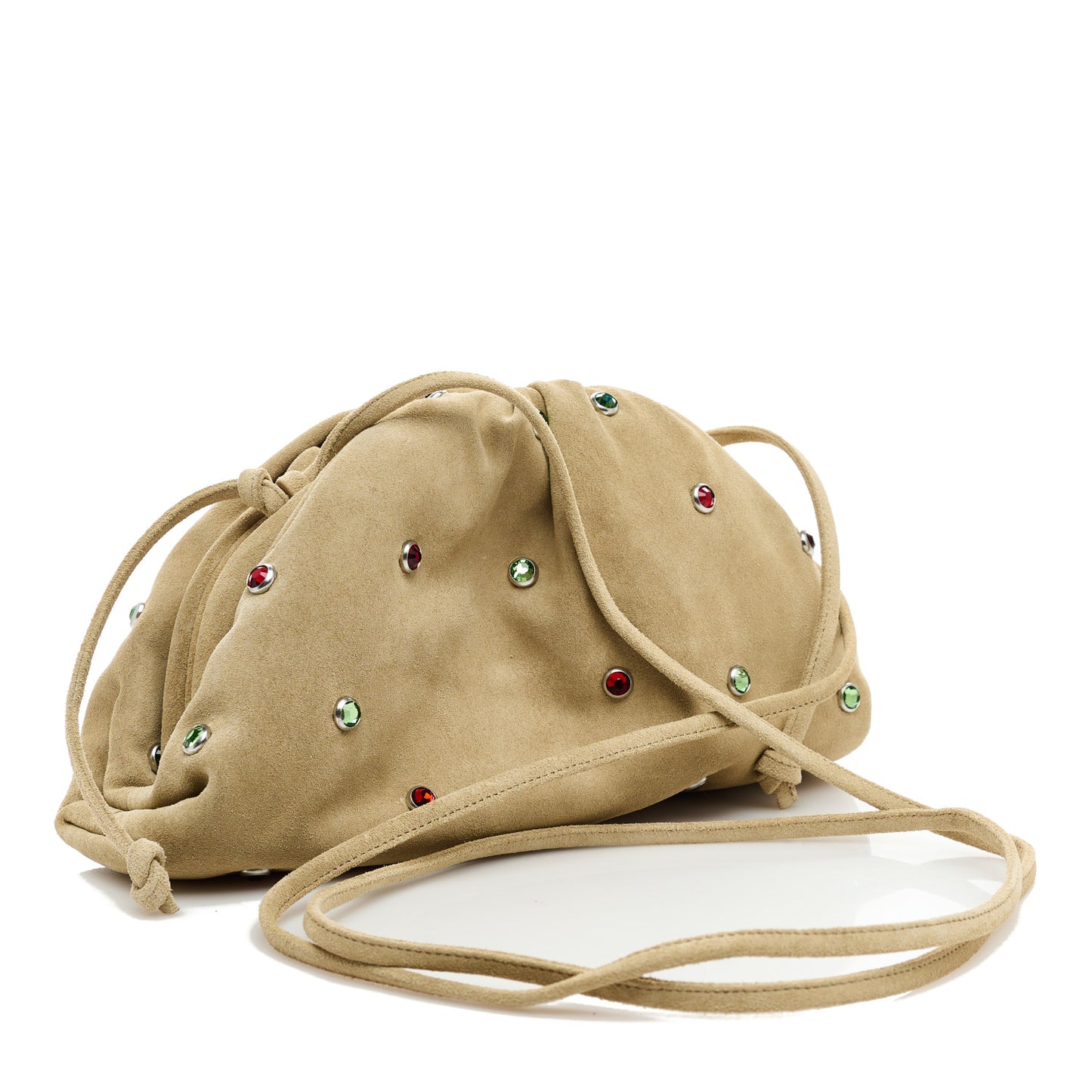 Suede Crystal Embellished The Mini Pouch Brown