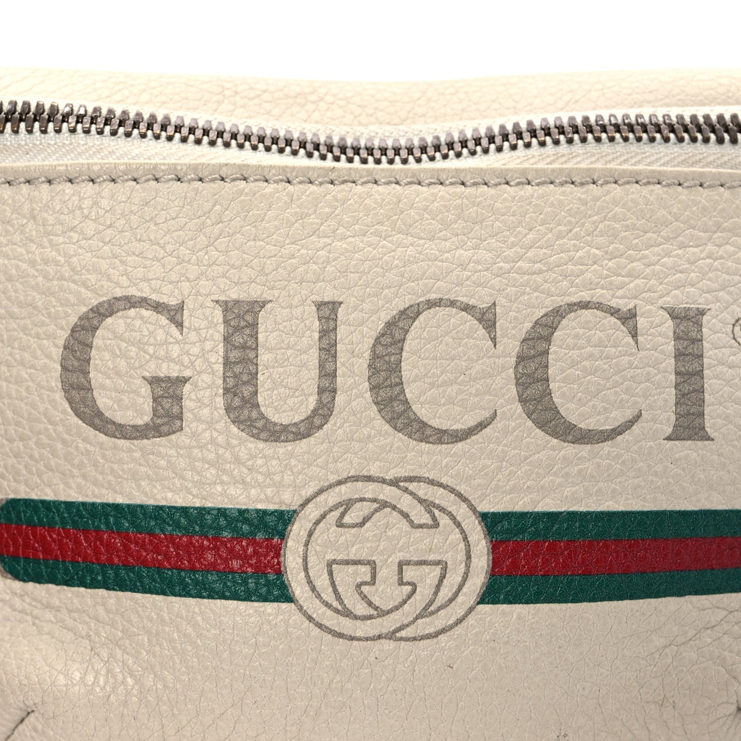 Grained Calfskin Small Logo Belt Bag White